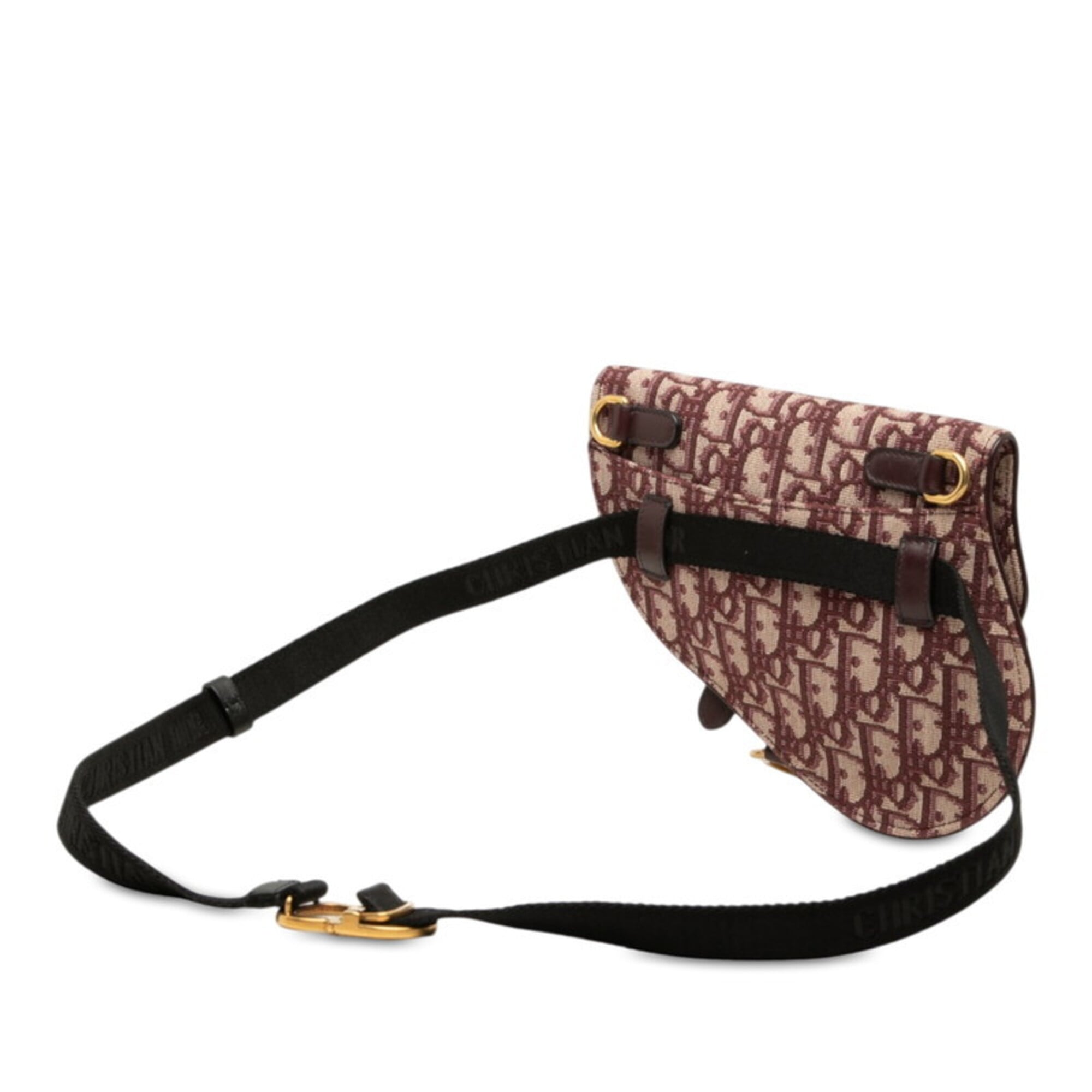 Christian Dior Beige Red Color Wine Canvas Leather Sling Bag (Pre-Owned)
