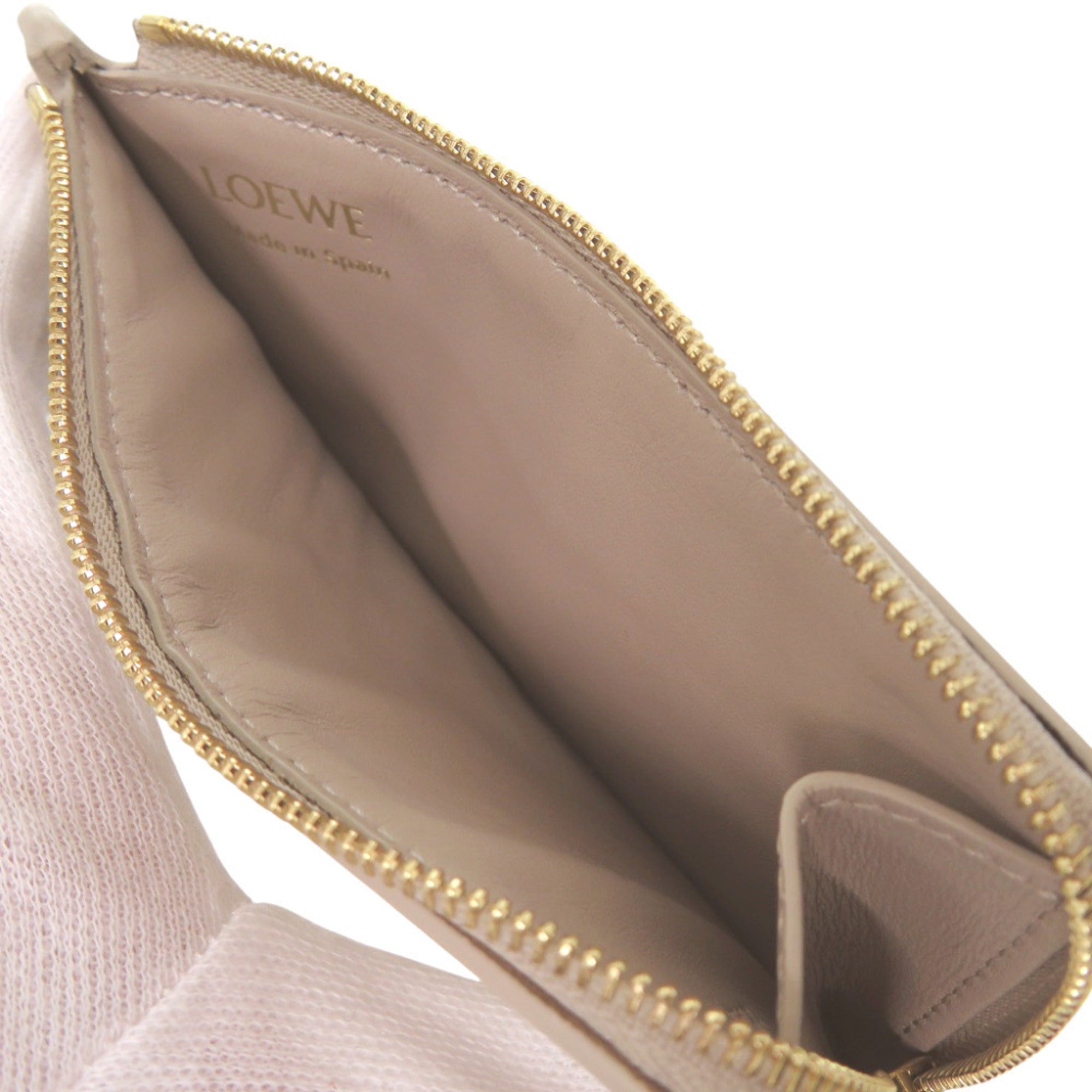 Loewe Beige Leather Coin Purse/Coin Case (Pre-Owned)