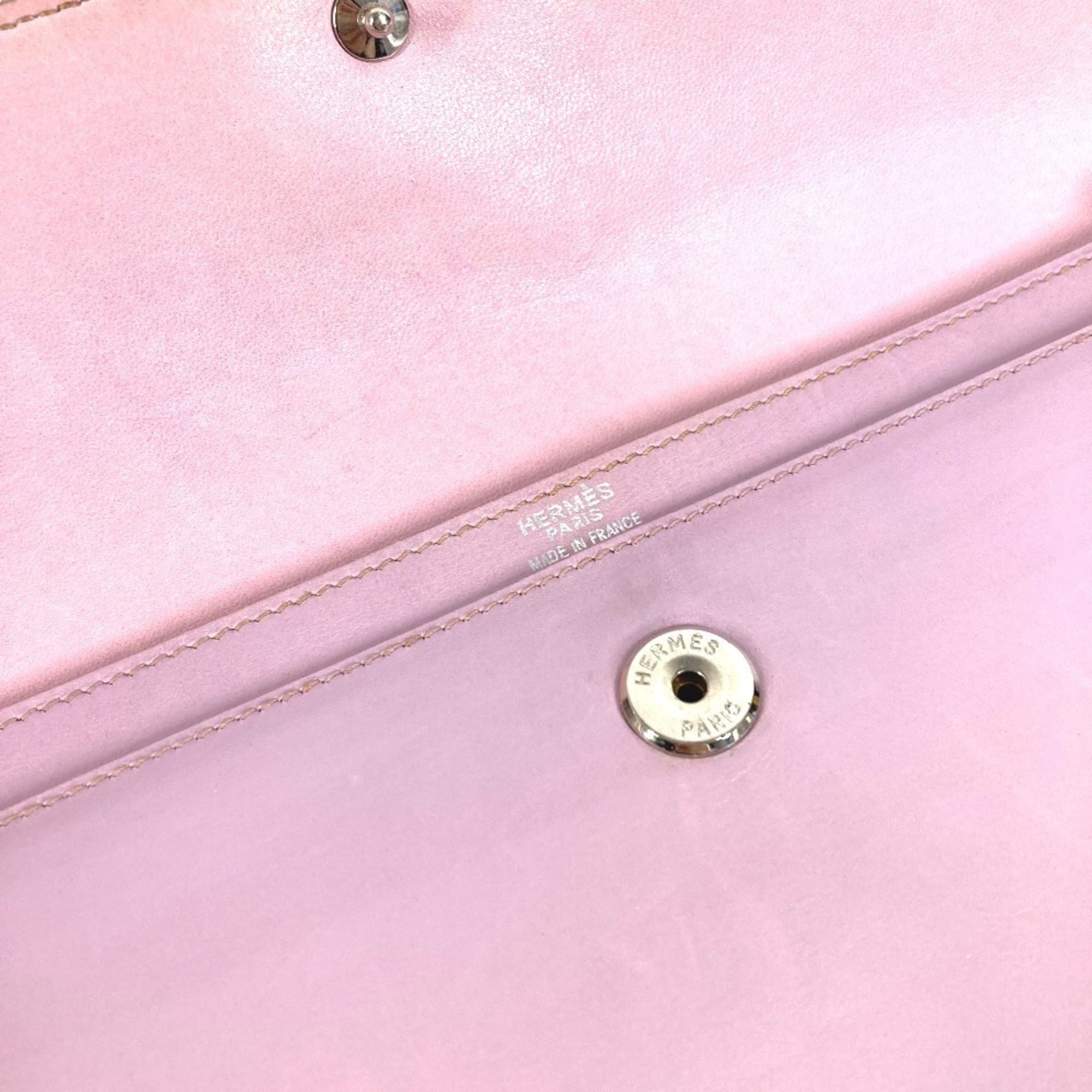 Hermes Pink Purple Leather Clutch Bag Handbag Pouch (Pre-Owned)