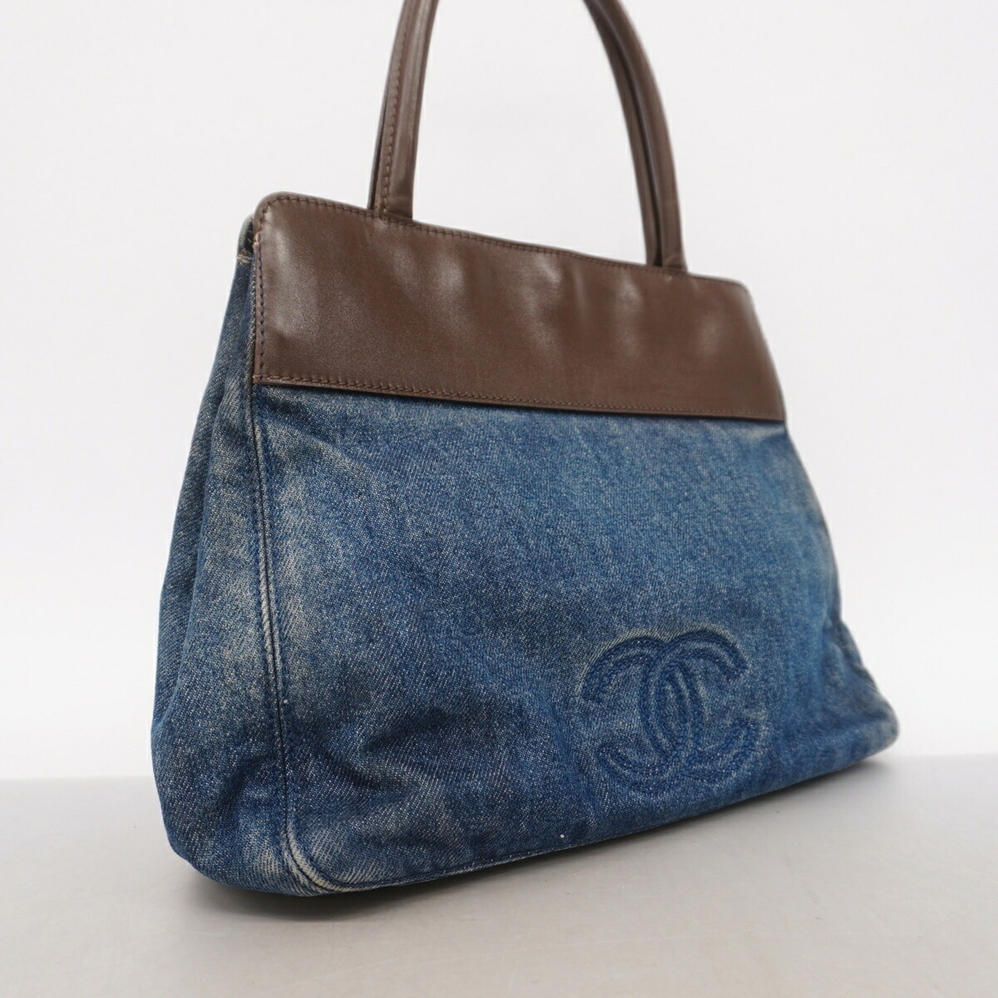 Chanel Blue Brown Denim Tote Bag (Pre-Owned)