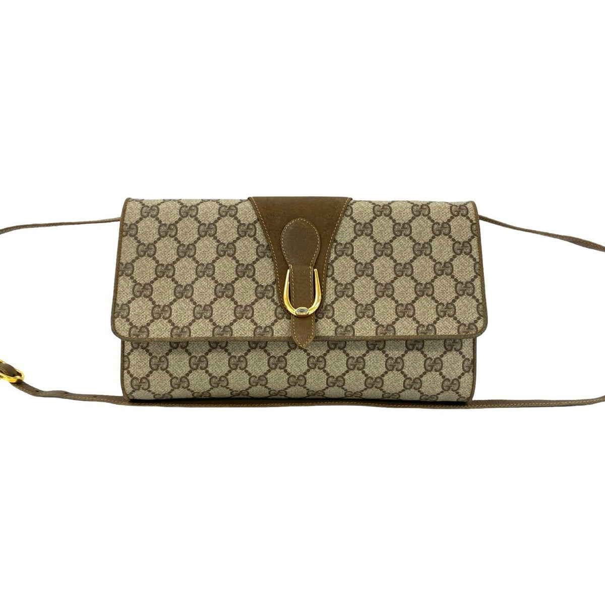 Gucci Brown Leather Pvc Pochette Shoulder Bag (Pre-Owned)
