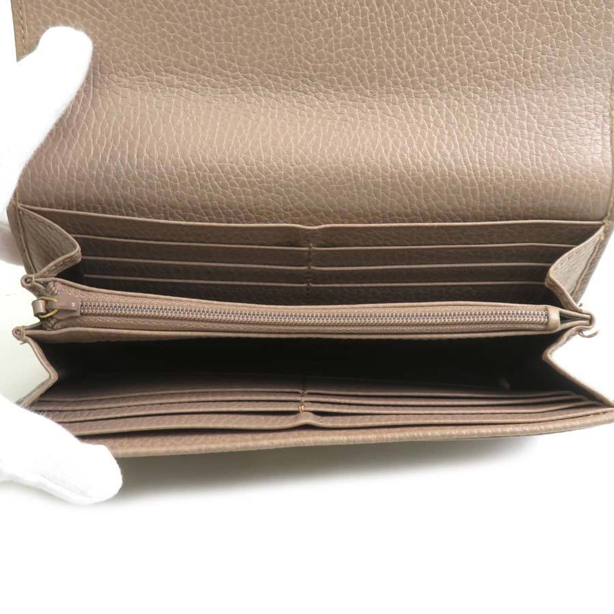Gucci Beige Leather Long Wallet (Bi-Fold) (Pre-Owned)