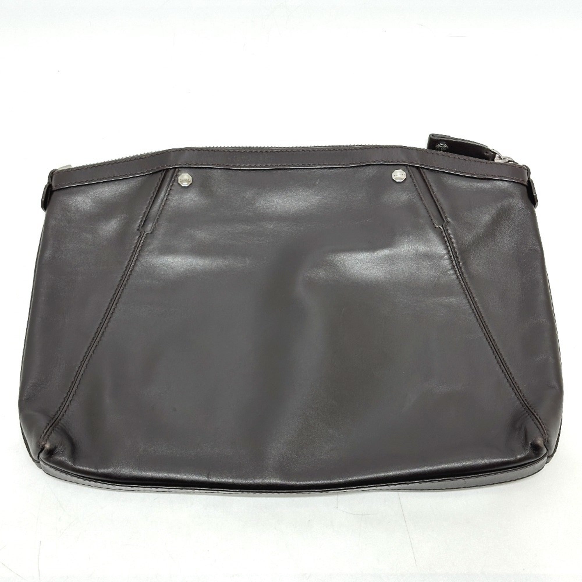 Bvlgari Brown Leather Clutch Bag (Pre-Owned)