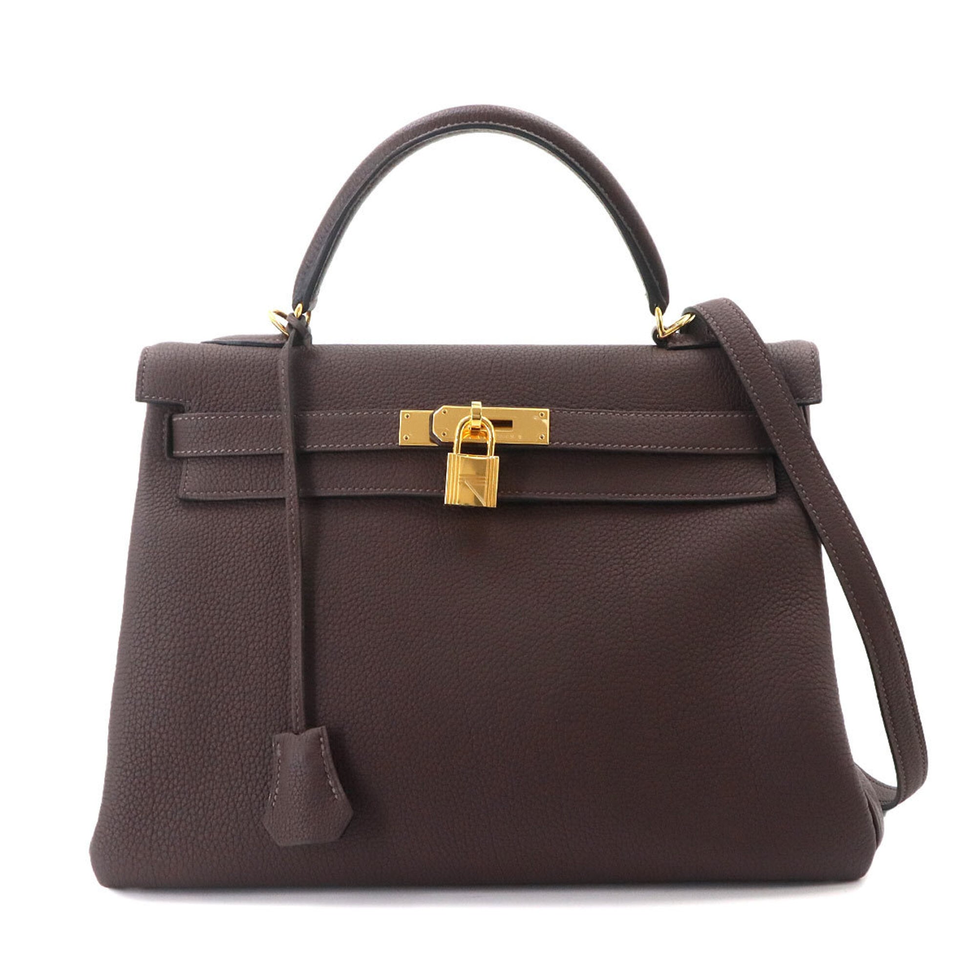 Hermes Kelly Chocolat Togo Leather Handbag (Pre-Owned)