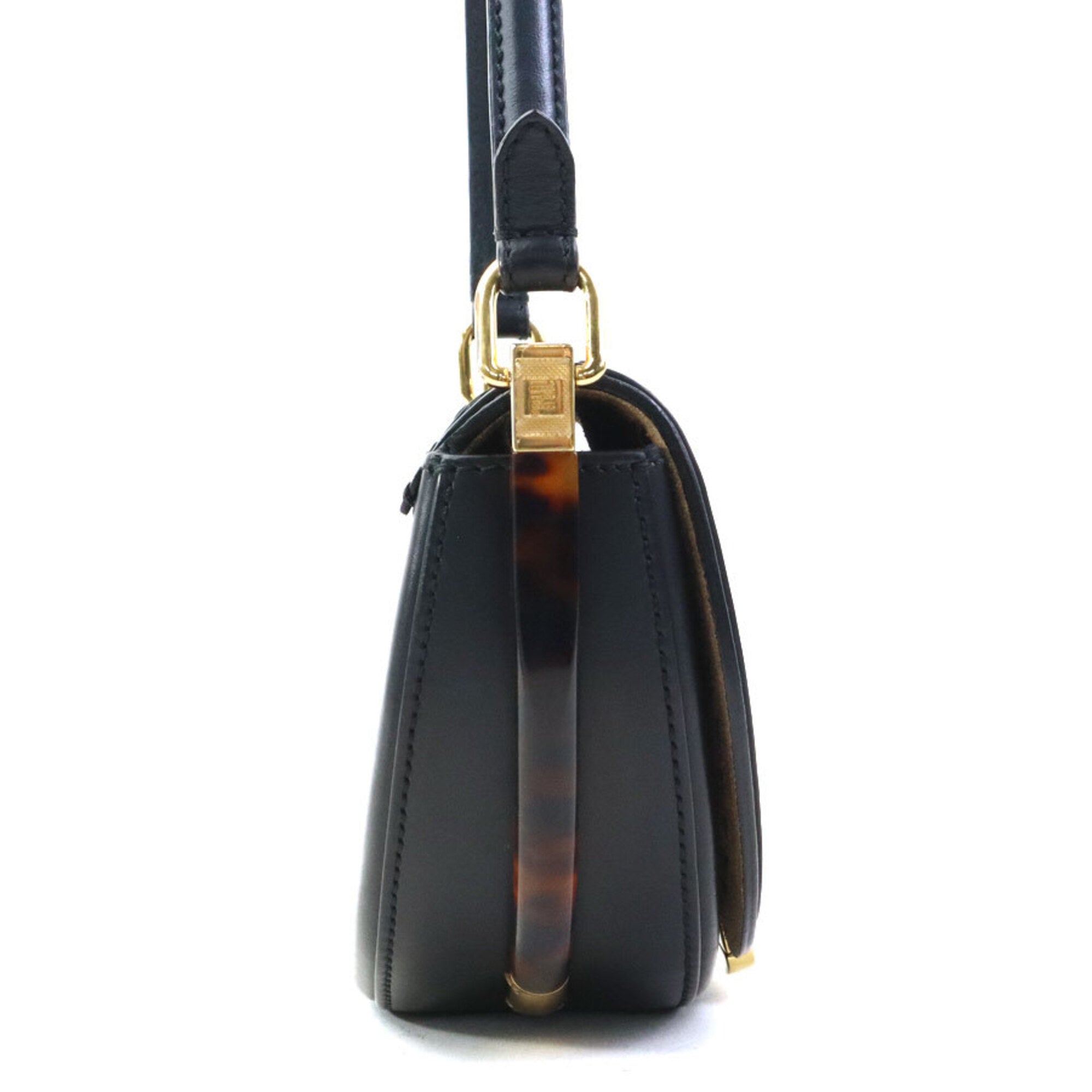 Fendi Black Brown Leather Shoulder Bag (Pre-Owned)