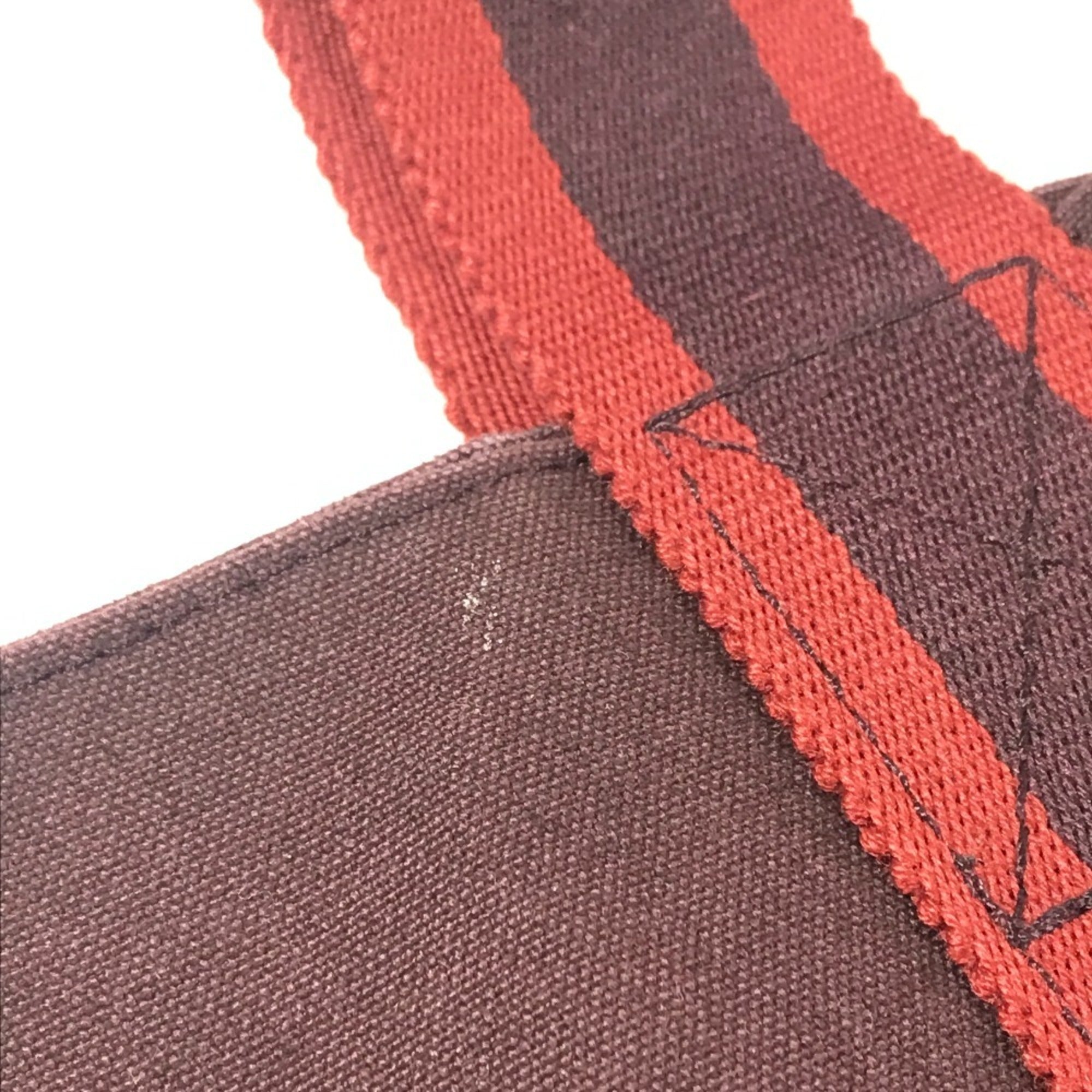 Hermes Bordeaux Brown Cotton Handbag Tote Bag (Pre-Owned)