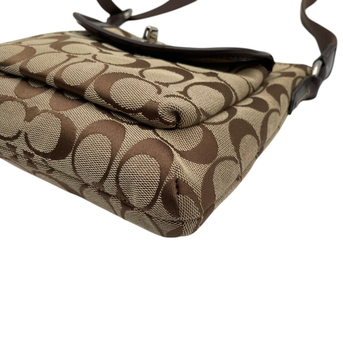 Coach Beige Brown Canvas Leather Crossbody Bag Shoulder Bag (Pre-Owned)