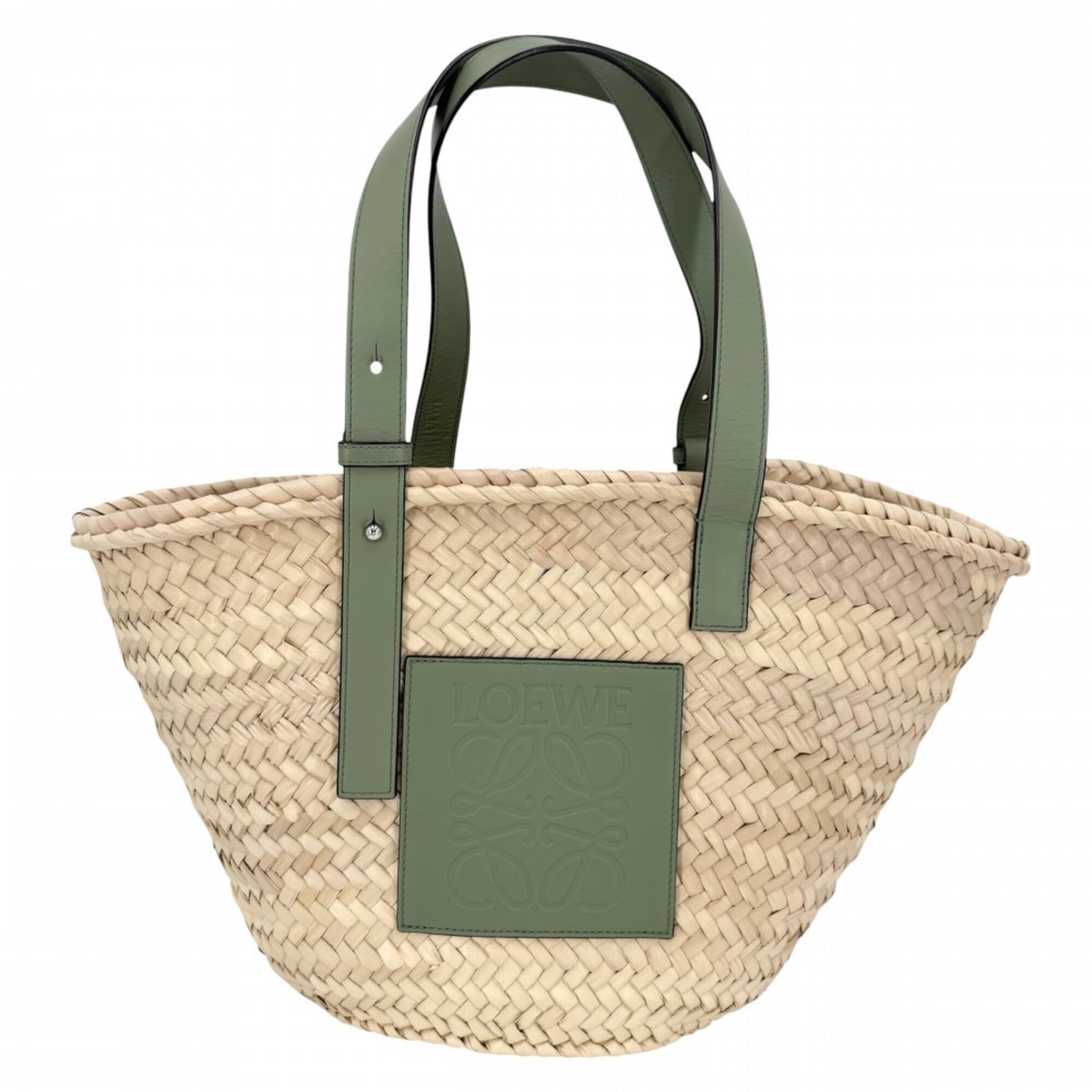 Loewe Beige Green Basket Handbag (Pre-Owned)