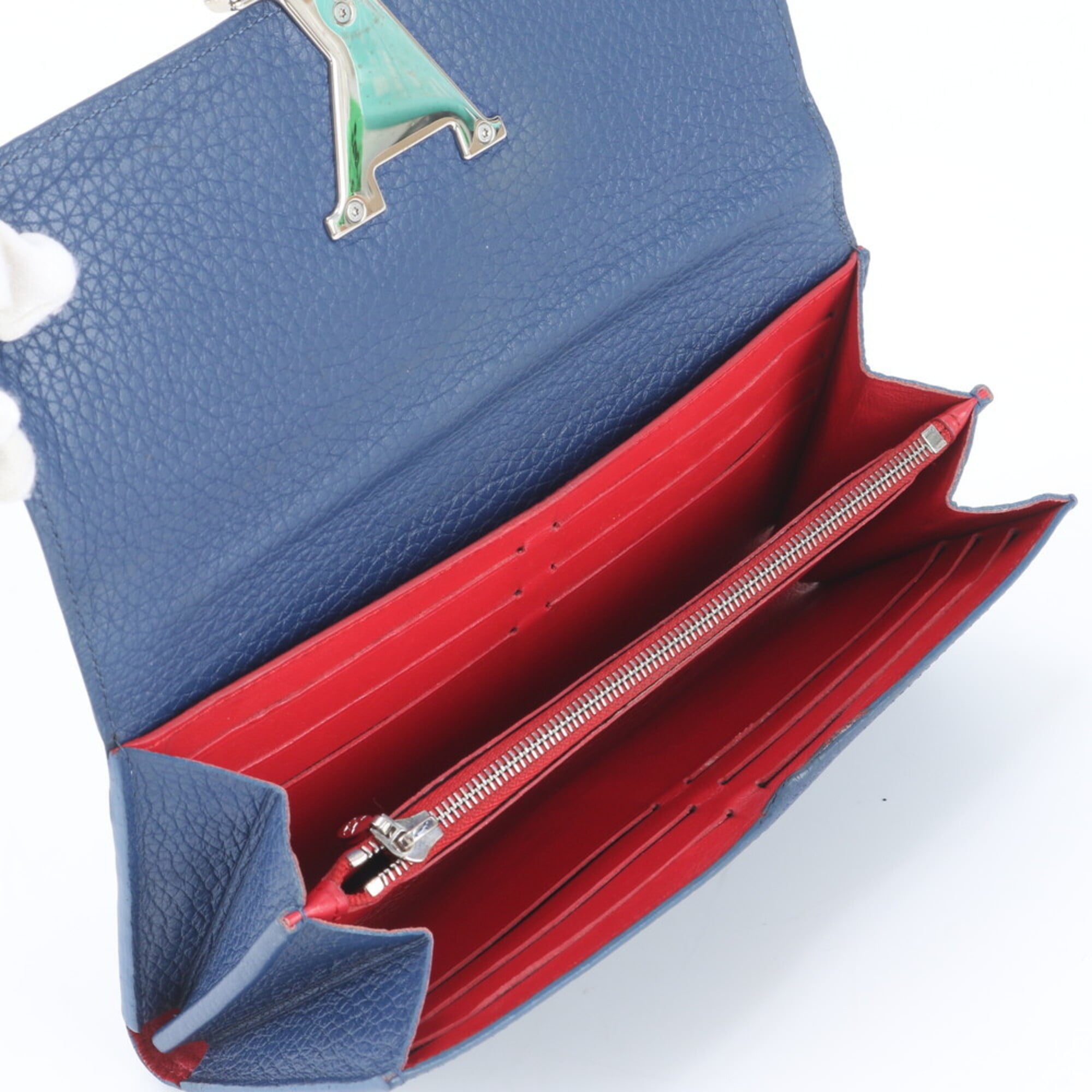 Louis Vuitton Navy Blue Leather Coin Purse/Coin Case (Pre-Owned)