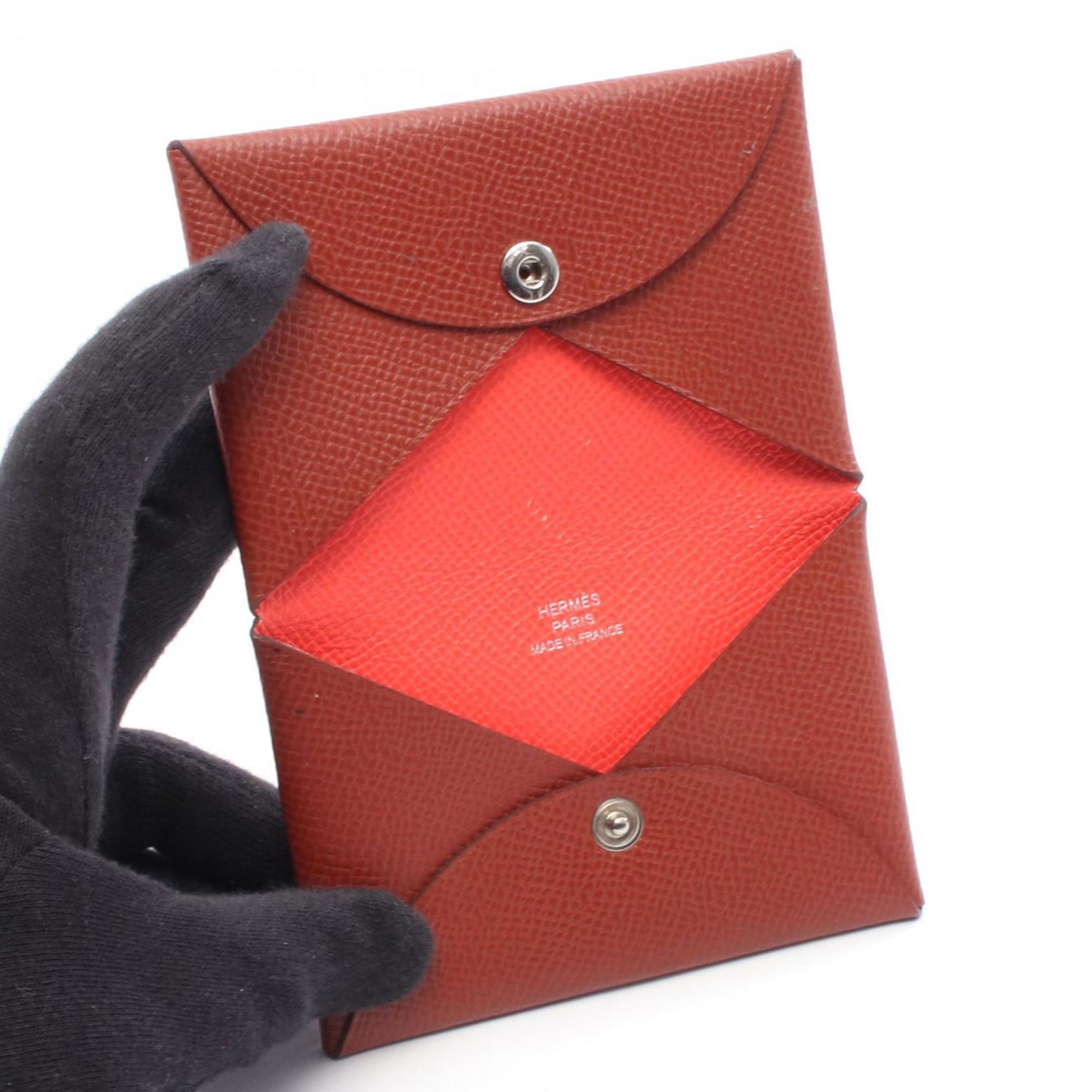 Hermes Bordeaux Epsom Leather Coin Purse/Coin Case (Pre-Owned)