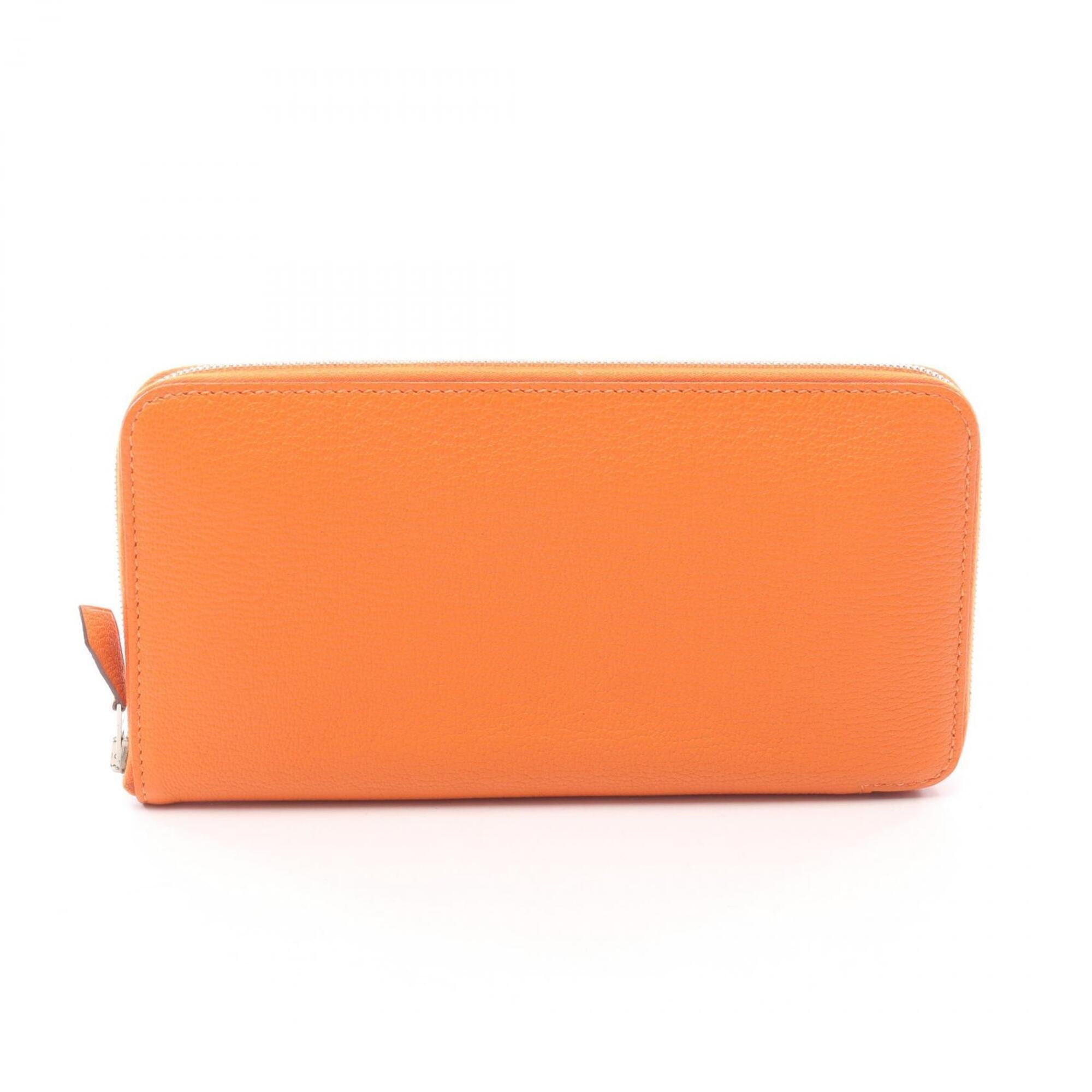 Hermes Feu Orange Chevre Leather Leather Long Wallet (Bi-Fold) (Pre-Owned)