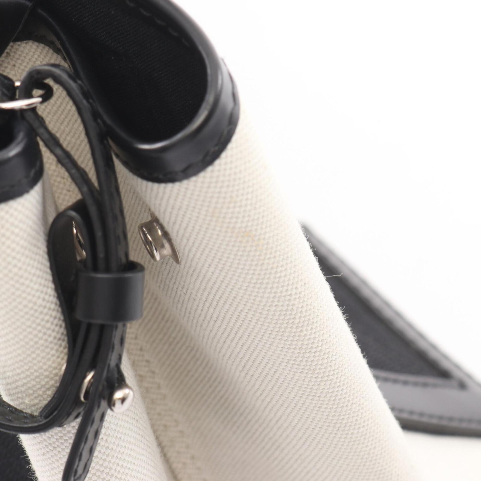 Balenciaga Black Ivory Canvas Leather Handbag Pouch Tote Bag (Pre-Owned)