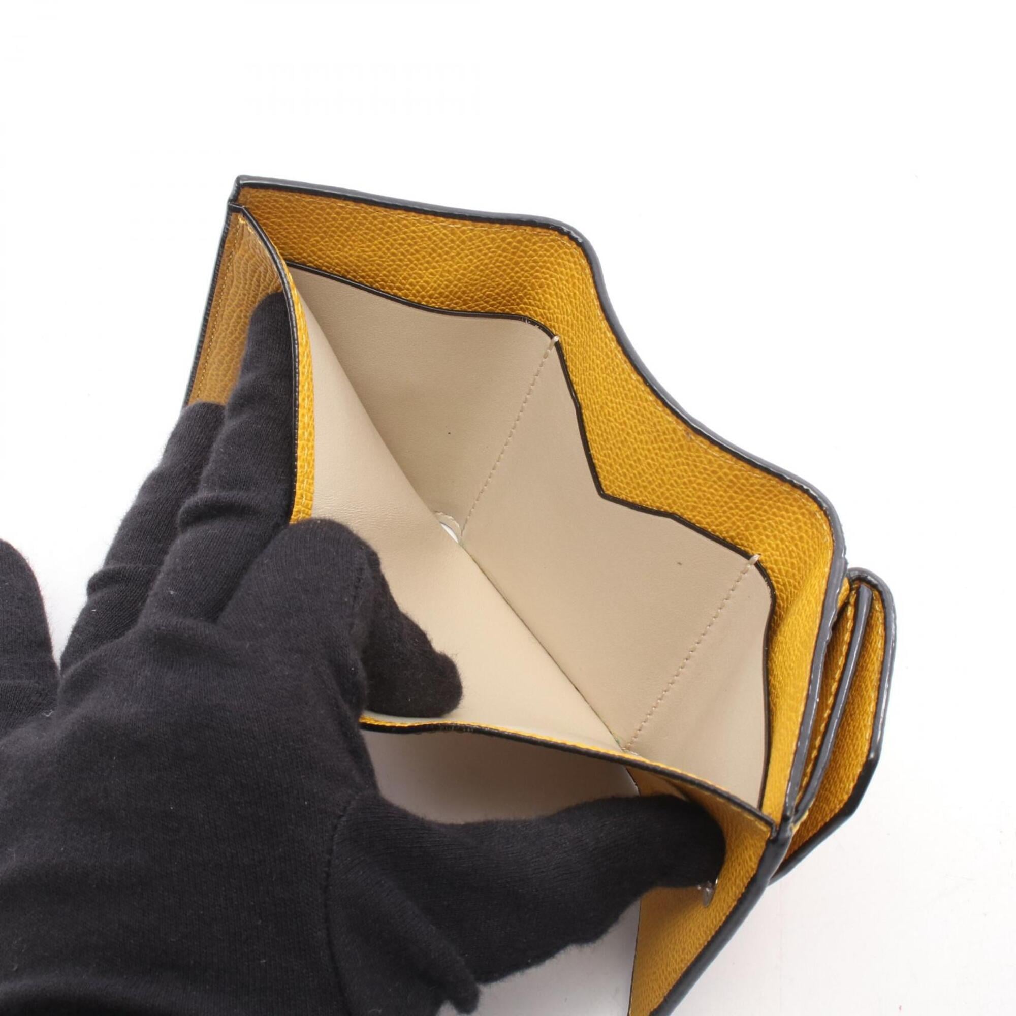 Valextra Yellow Leather Wallet (Tri-Fold) (Pre-Owned)