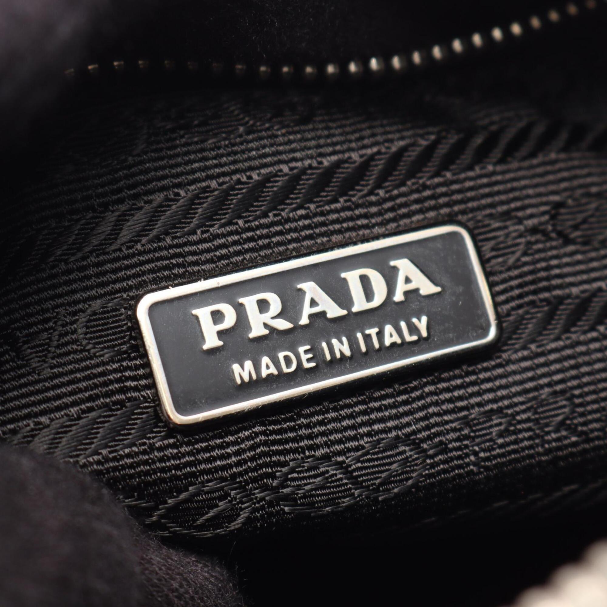 Prada Black Nylon Leather Handbag Shoulder Bag (Pre-Owned)