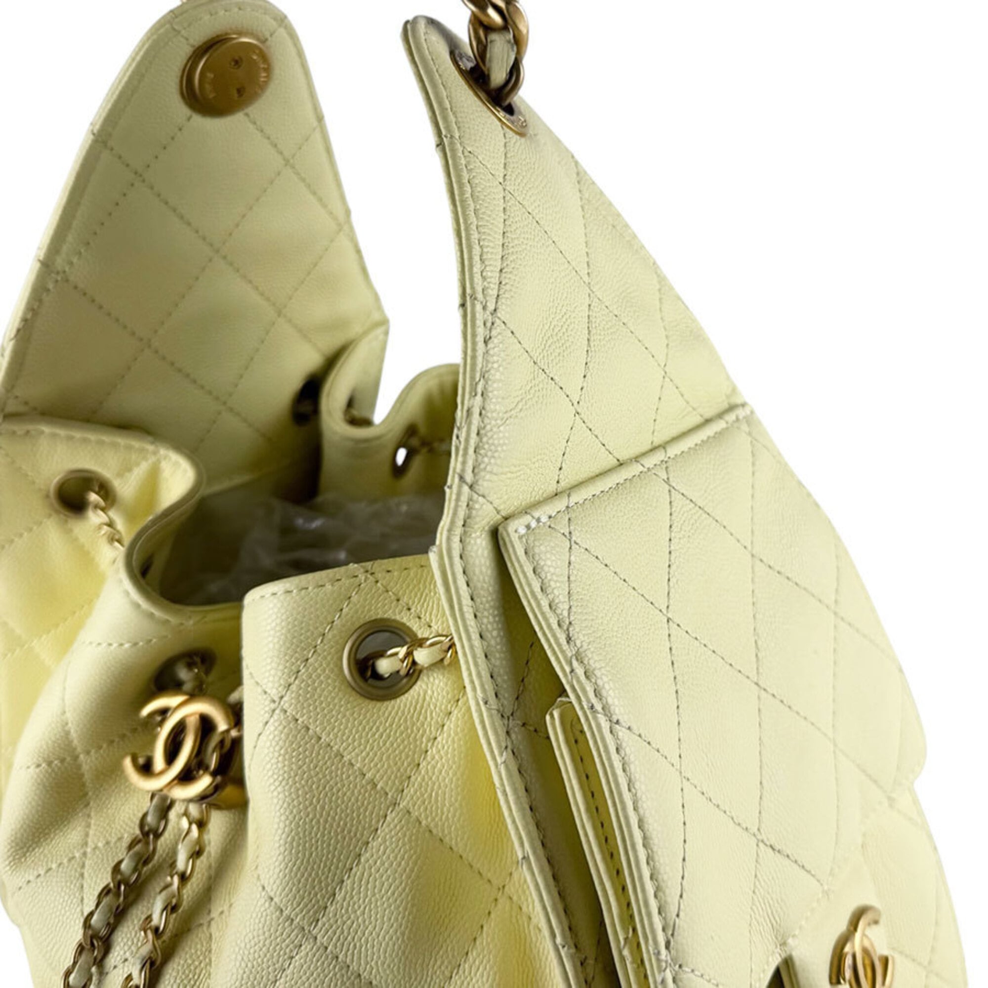 Chanel Yellow Grained Calfskin Shoulder Bag (Pre-Owned)