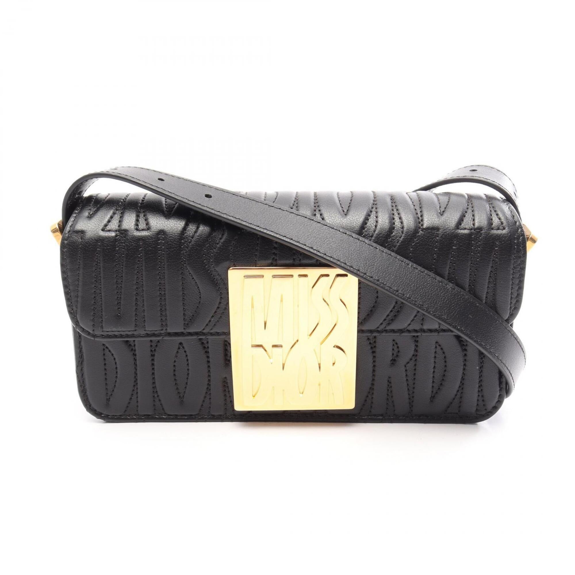 Christian Dior Black Leather Handbag Shoulder Bag (Pre-Owned)