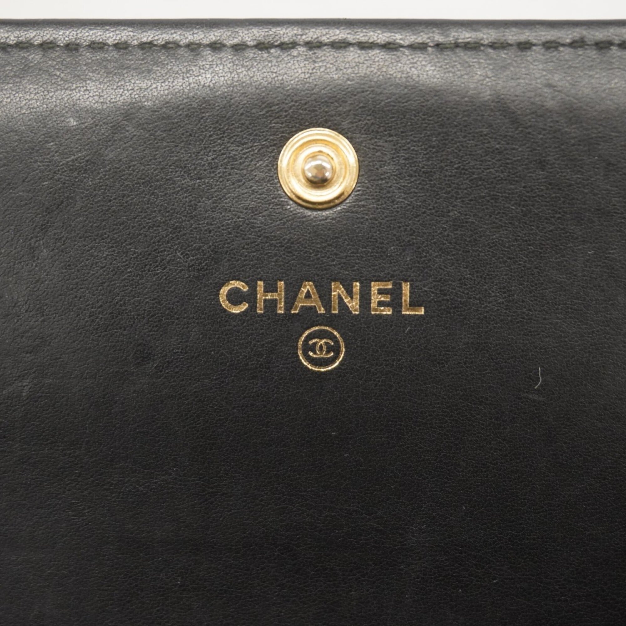 Chanel Black Leather Chain/Shoulder Wallet (Pre-Owned)