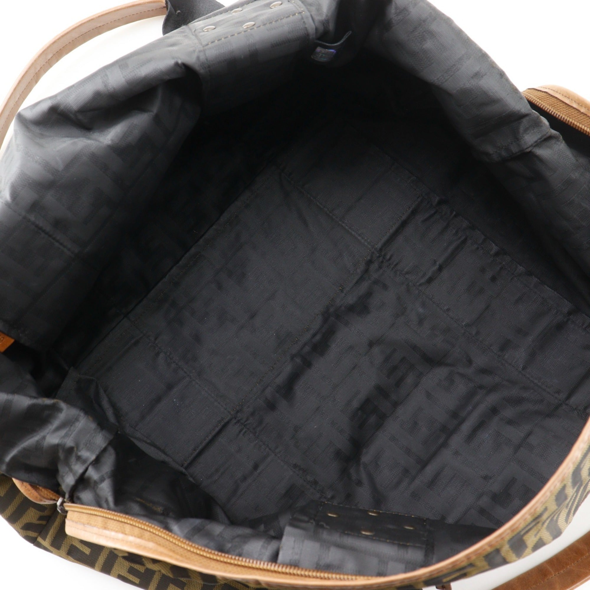 Fendi Zucca Brown Nylon Canvas Boston Bag (Pre-Owned)