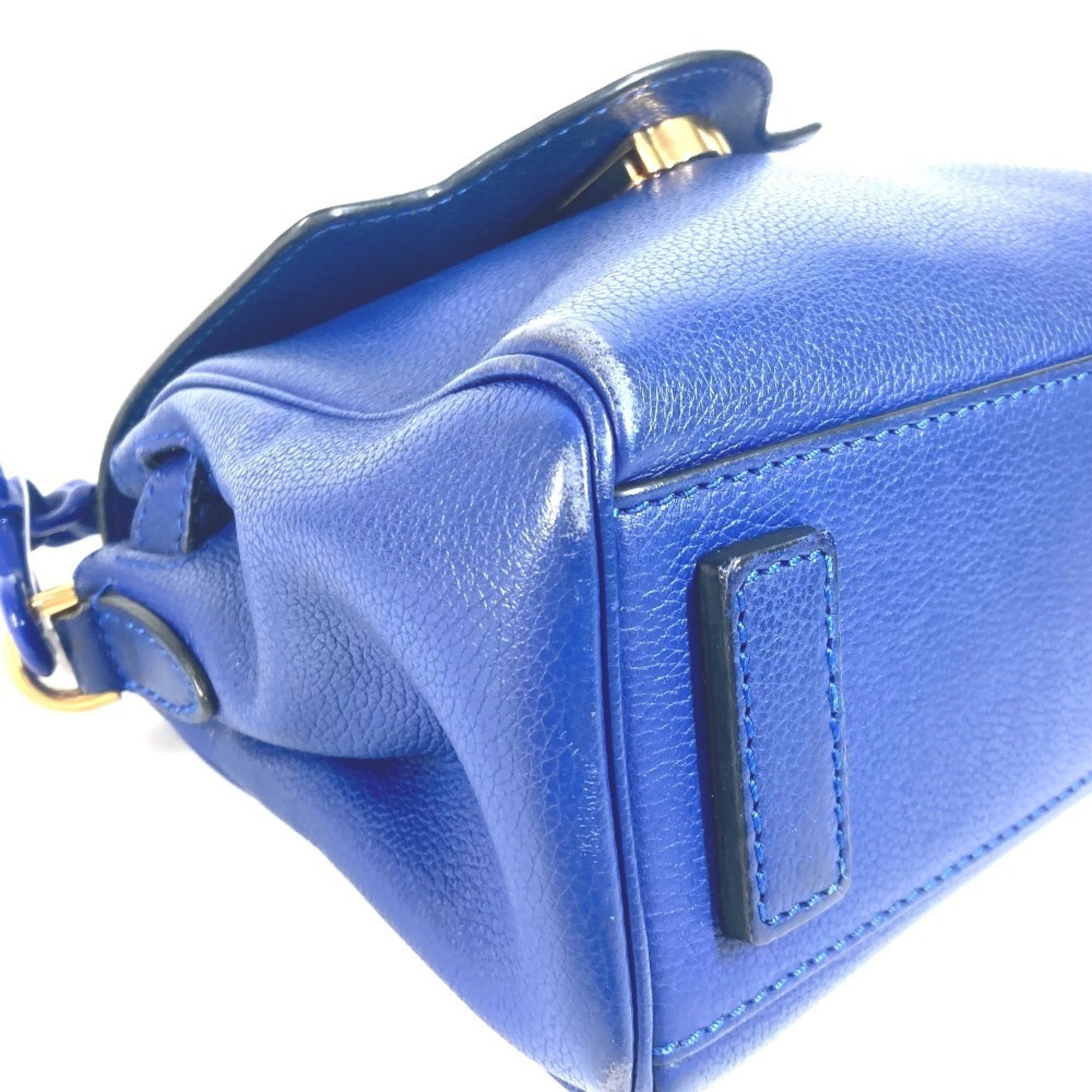Versace Blue Leather Handbag Shoulder Bag (Pre-Owned)