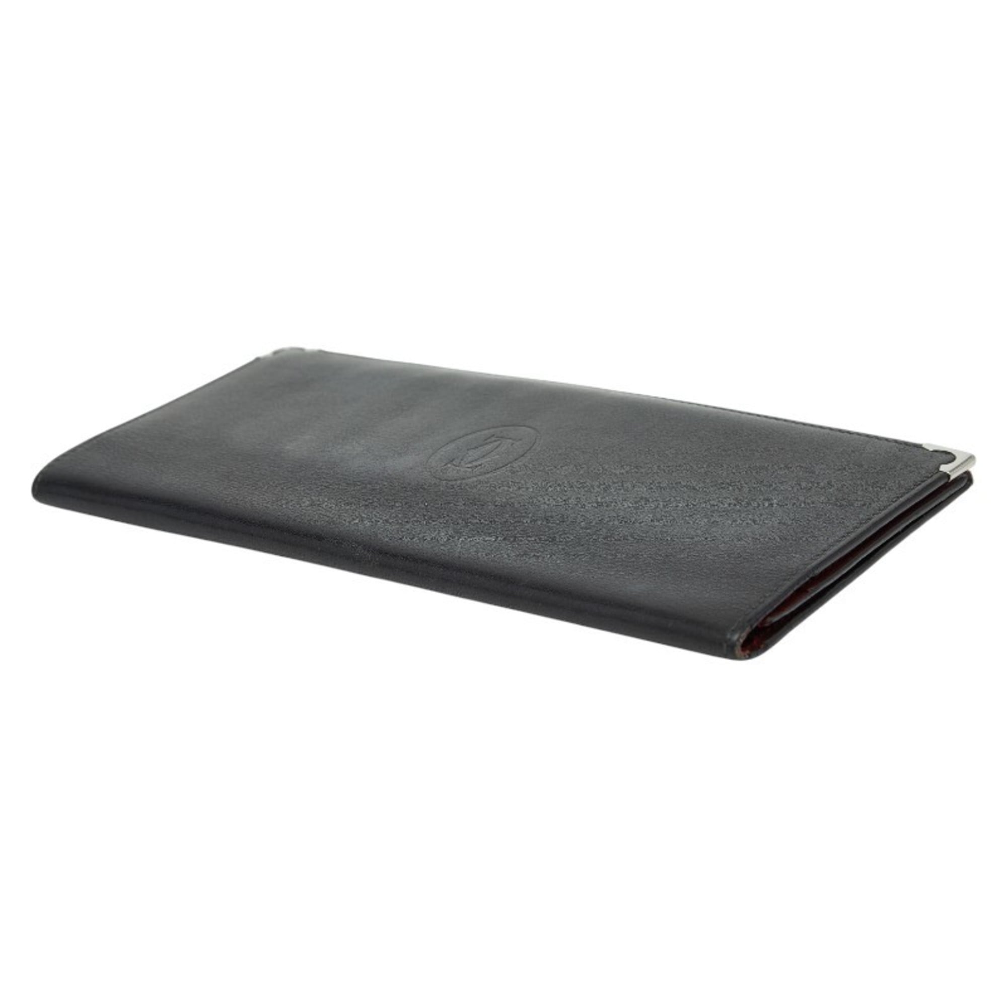 Cartier Black Leather Long Bill Wallet (Bi-Fold) (Pre-Owned)