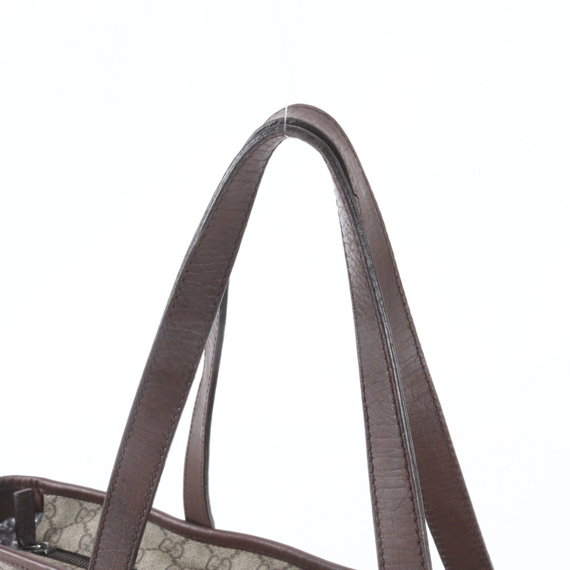 Gucci Beige Brown Leather Coated Canvas Handbag Tote Bag (Pre-Owned)