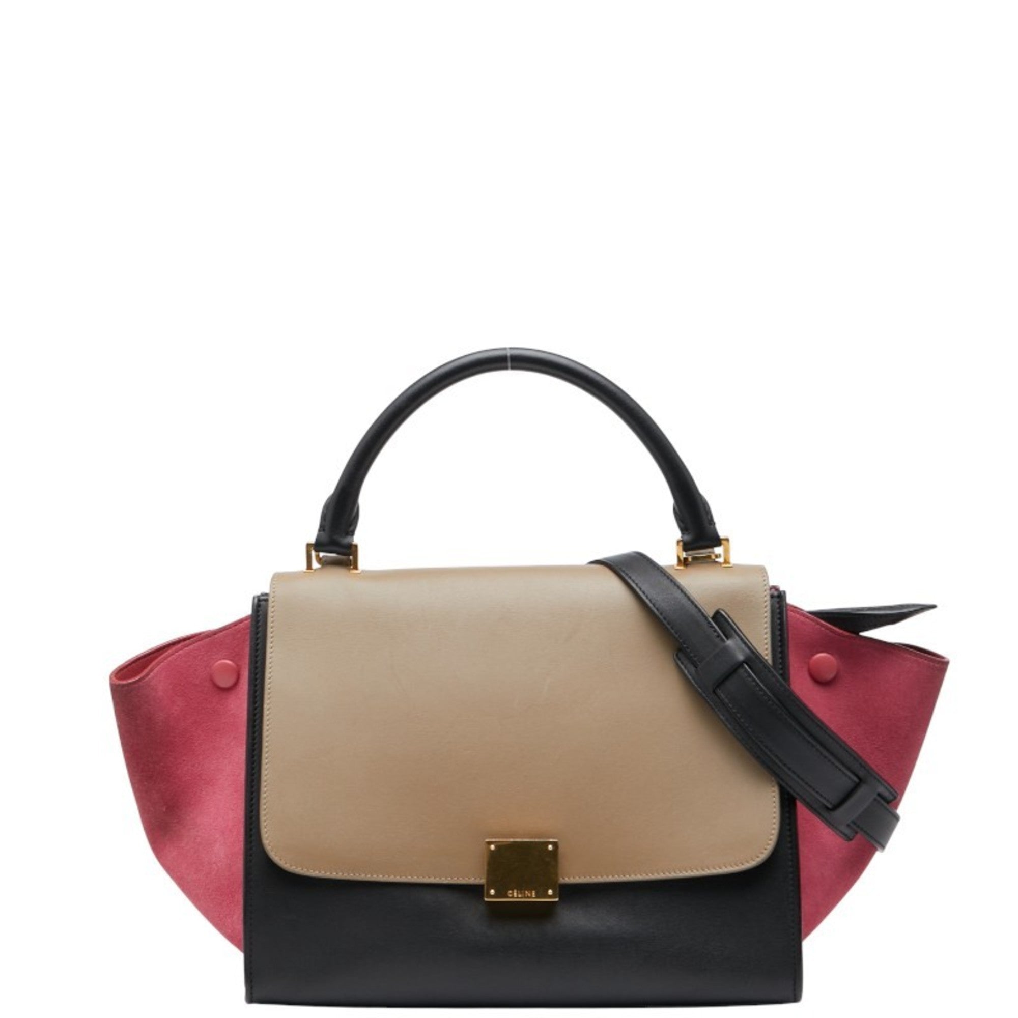 Celine Black Multi-Color Leather Suede Handbag Shoulder Bag (Pre-Owned)