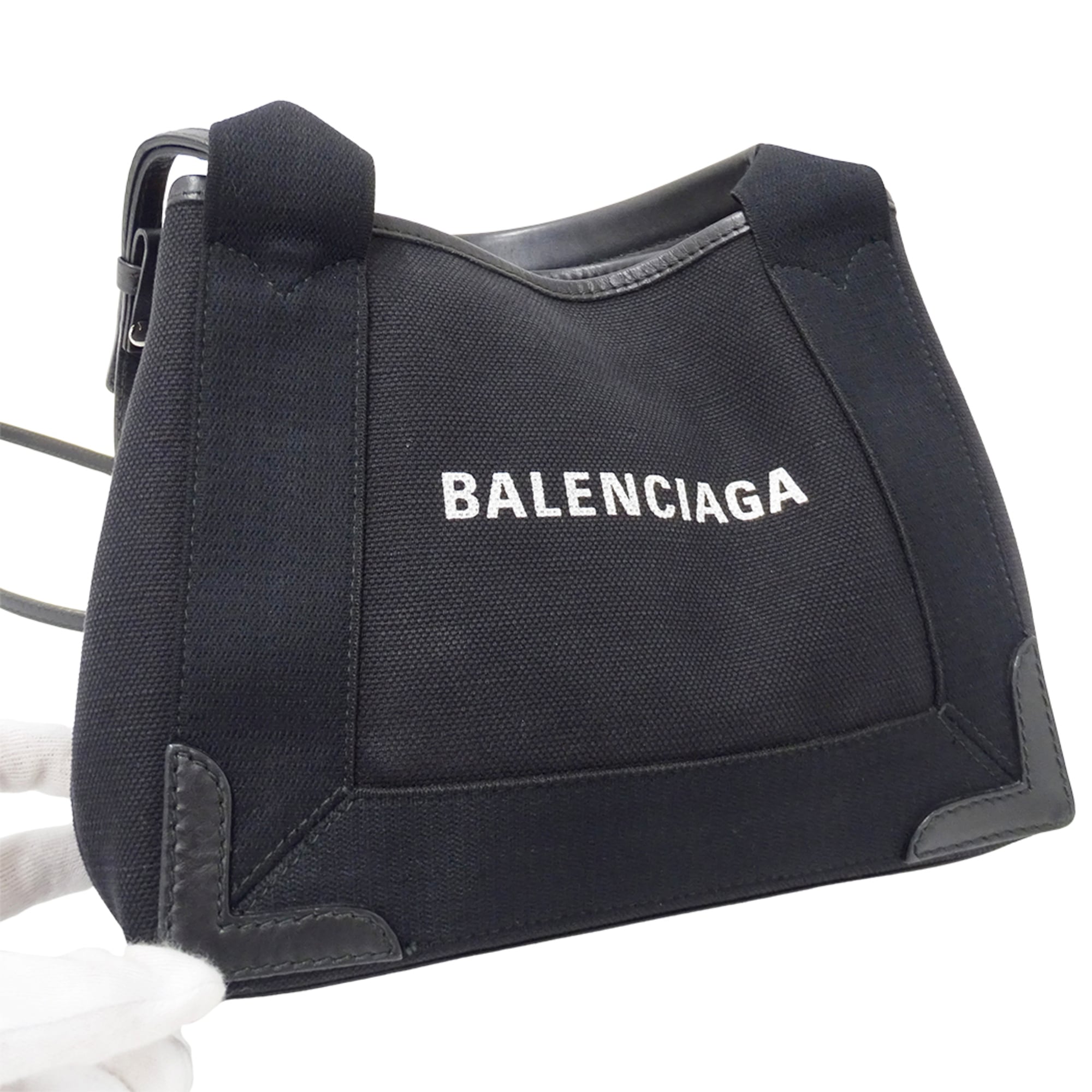 Balenciaga Black Canvas Handbag Pouch Shoulder Bag (Pre-Owned)