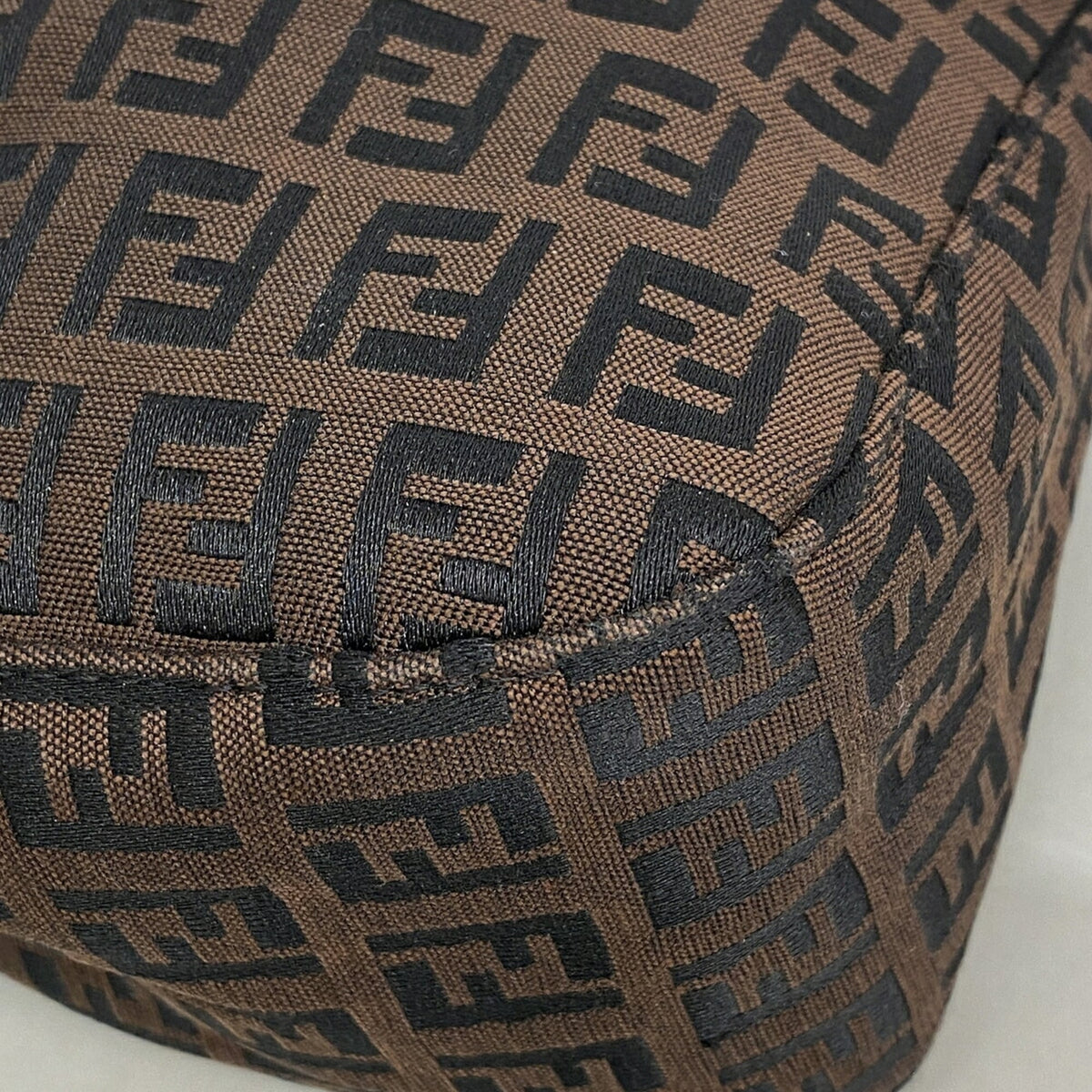 Fendi Black Brown Nylon Canvas Handbag (Pre-Owned)