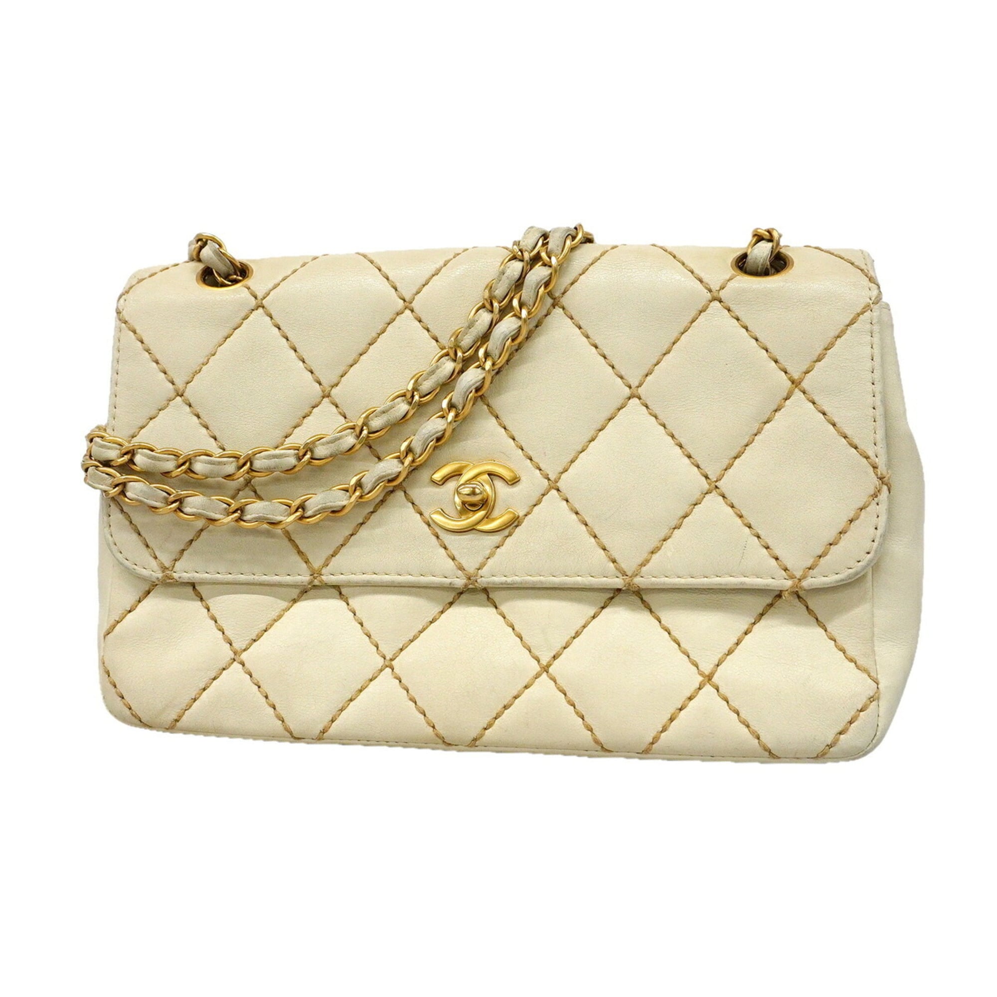 Chanel White Leather Shoulder Bag (Pre-Owned)