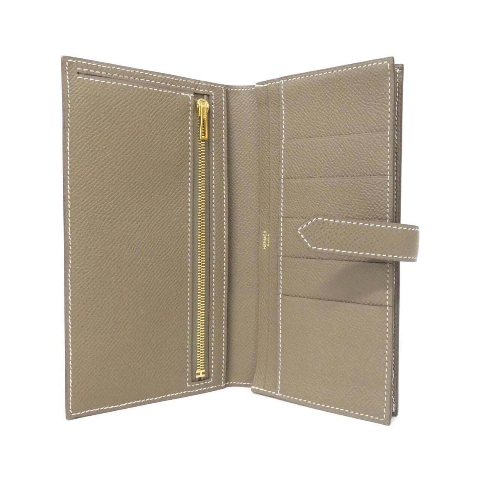 Hermes Etoupe Gray Epsom Leather Long Wallet (Bi-Fold) (Pre-Owned)