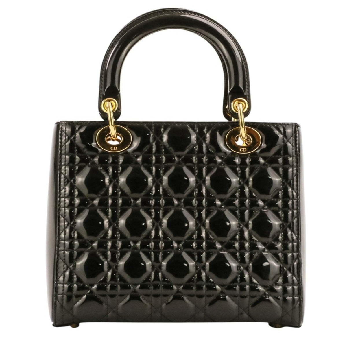 Christian Dior Lady Dior Black Patent Leather Handbag (Pre-Owned)