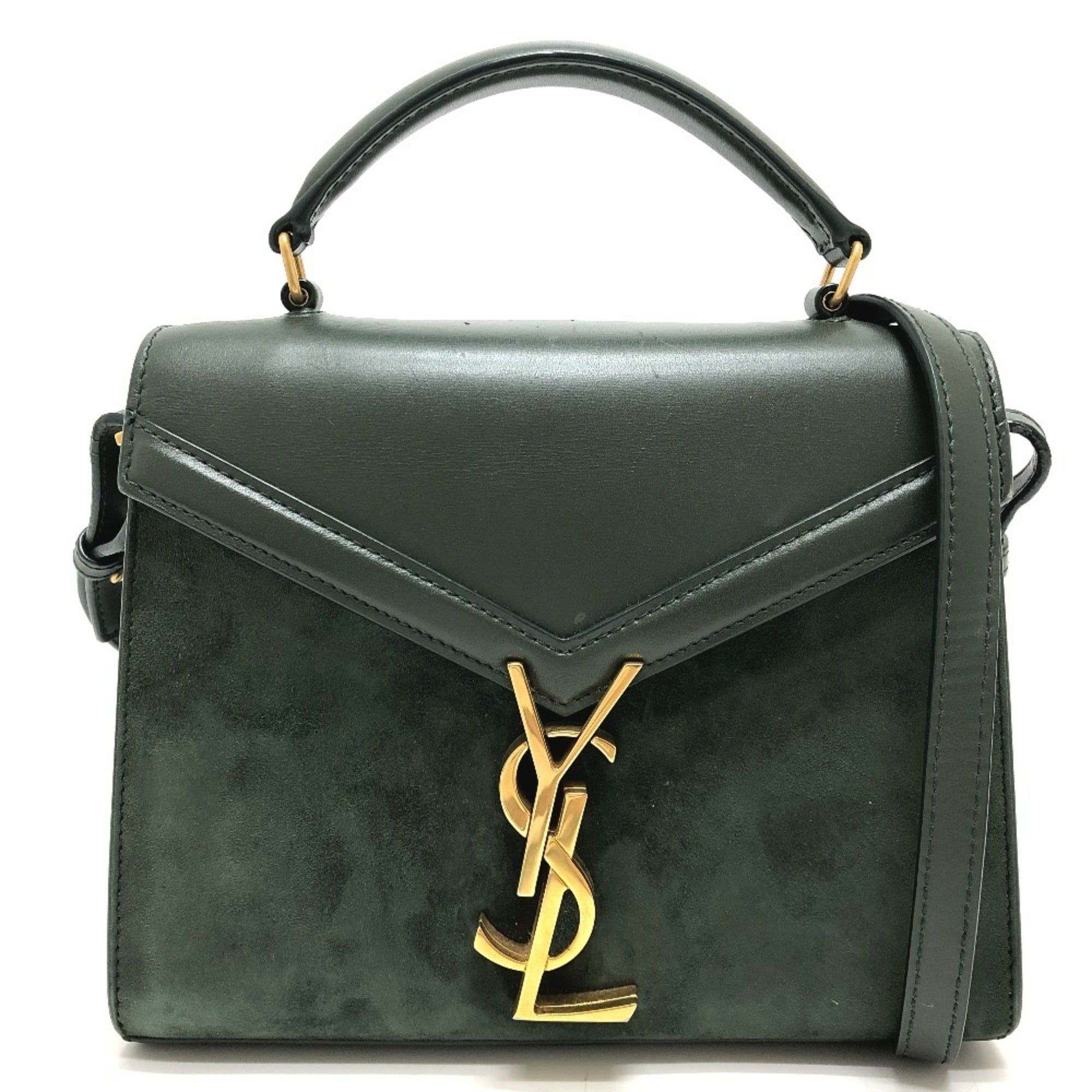 Yves Saint Laurent Green Leather Suede Handbag (Pre-Owned)