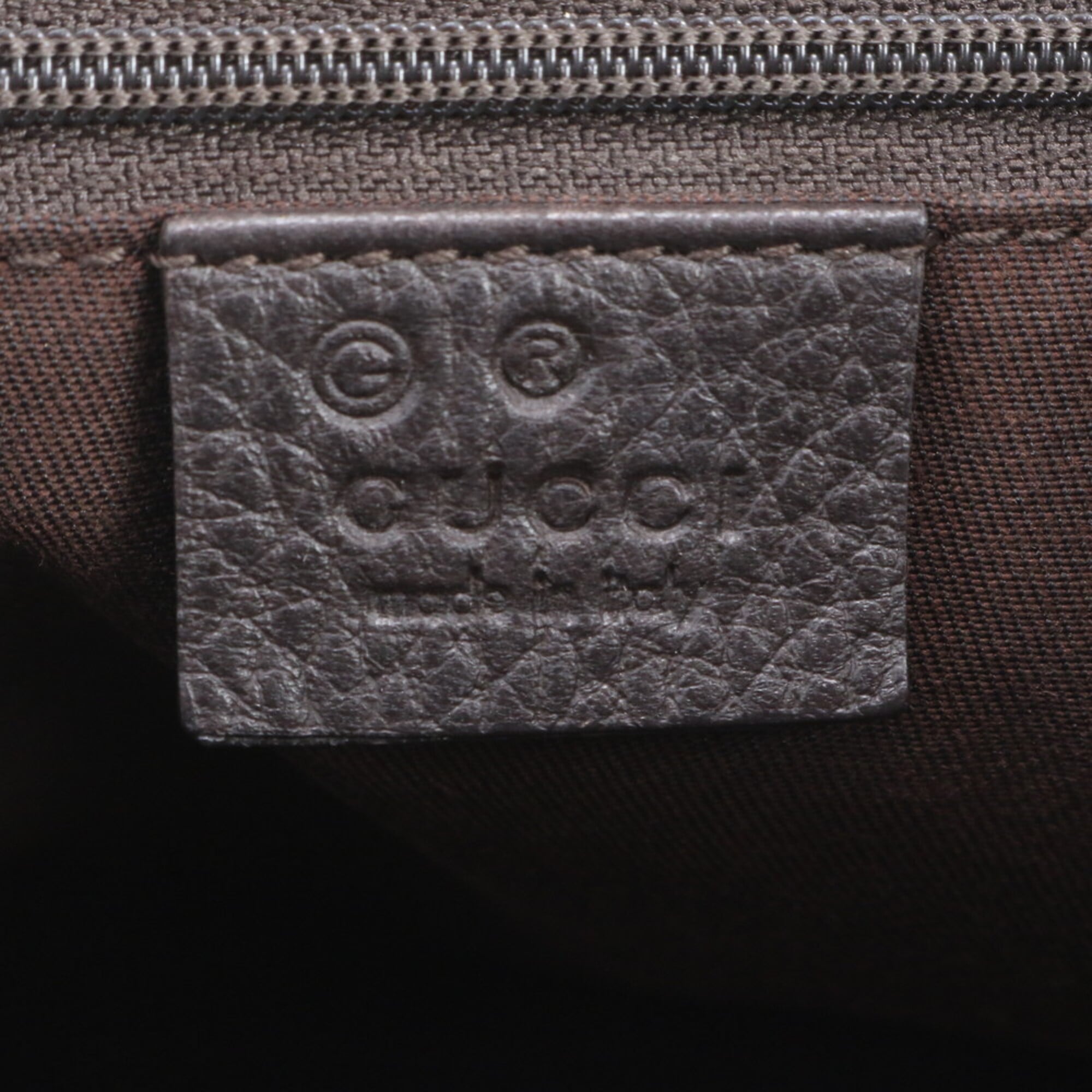 Gucci Abbey Dark Brown Leather Canvas Handbag Tote Bag (Pre-Owned)
