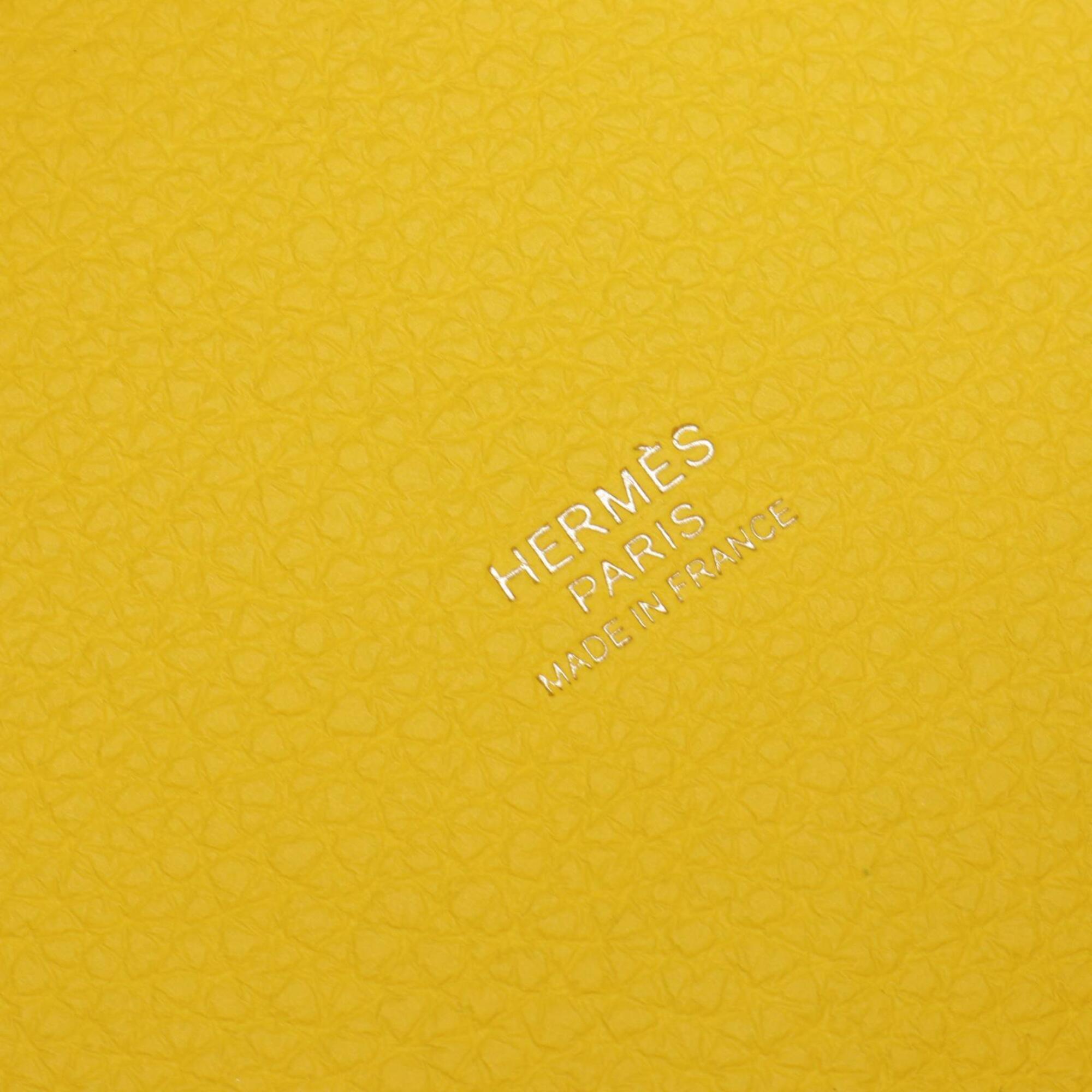 Hermes Lime Yellow Yellow Taurillon Clemence Leather Handbag (Pre-Owned)