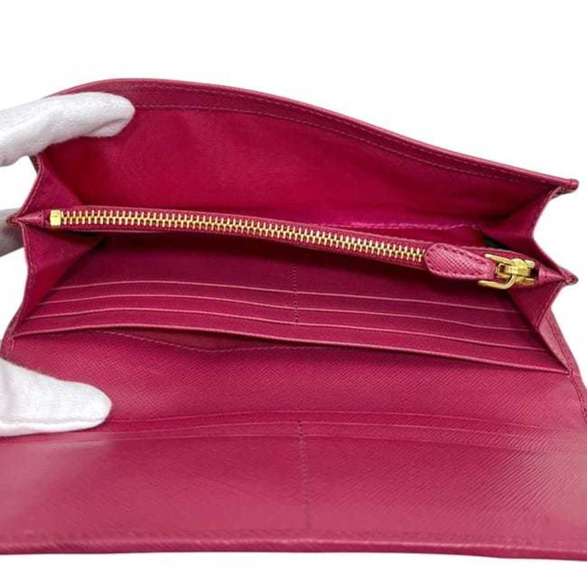 Prada Saffiano Peonia Pink Leather Long Wallet (Bi-Fold) (Pre-Owned)