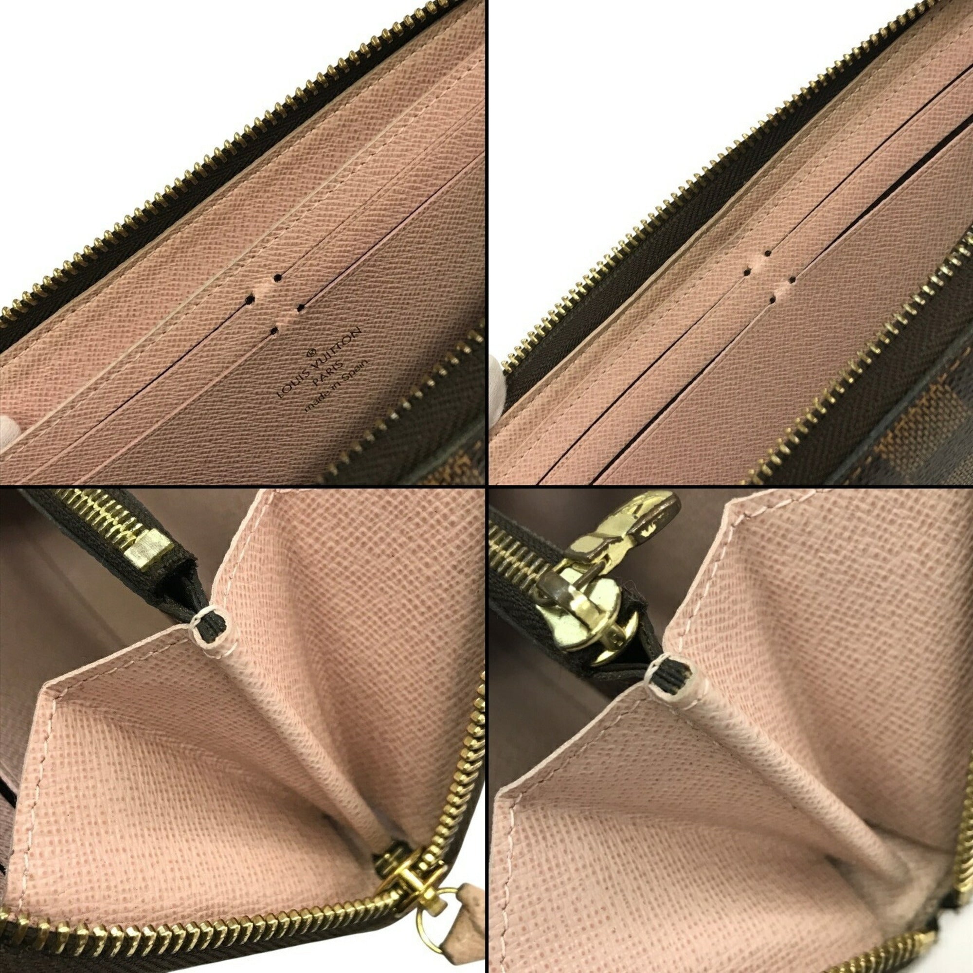 Louis Vuitton Brown Damier Canvas Ebene Galle Pink Rose Ballerine Long Wallet (Bi-Fold) (Pre-Owned)