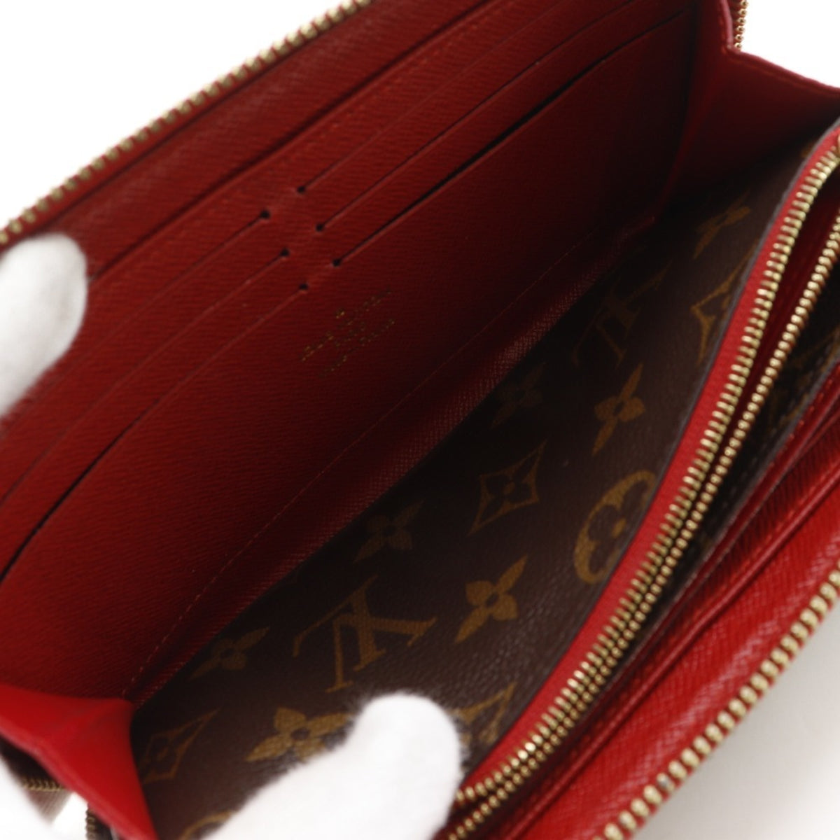Louis Vuitton Brown Cerise Red Color Monogram Canvas Long Wallet (Bi-Fold) (Pre-Owned)