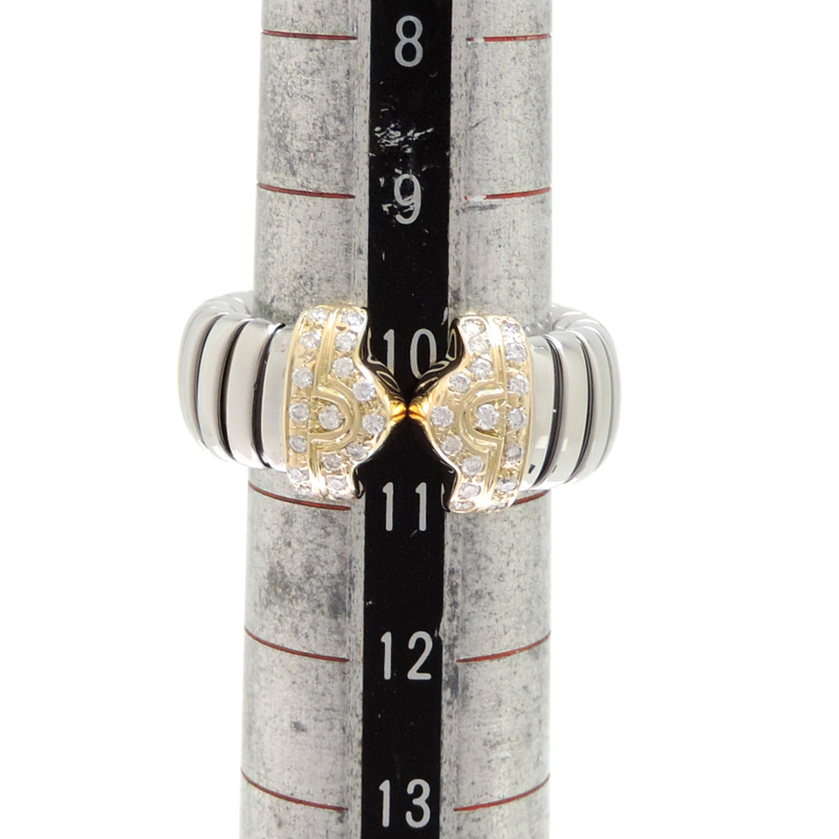 Bvlgari Stainless Steel Yellow Gold Band Ring (Pre-Owned)