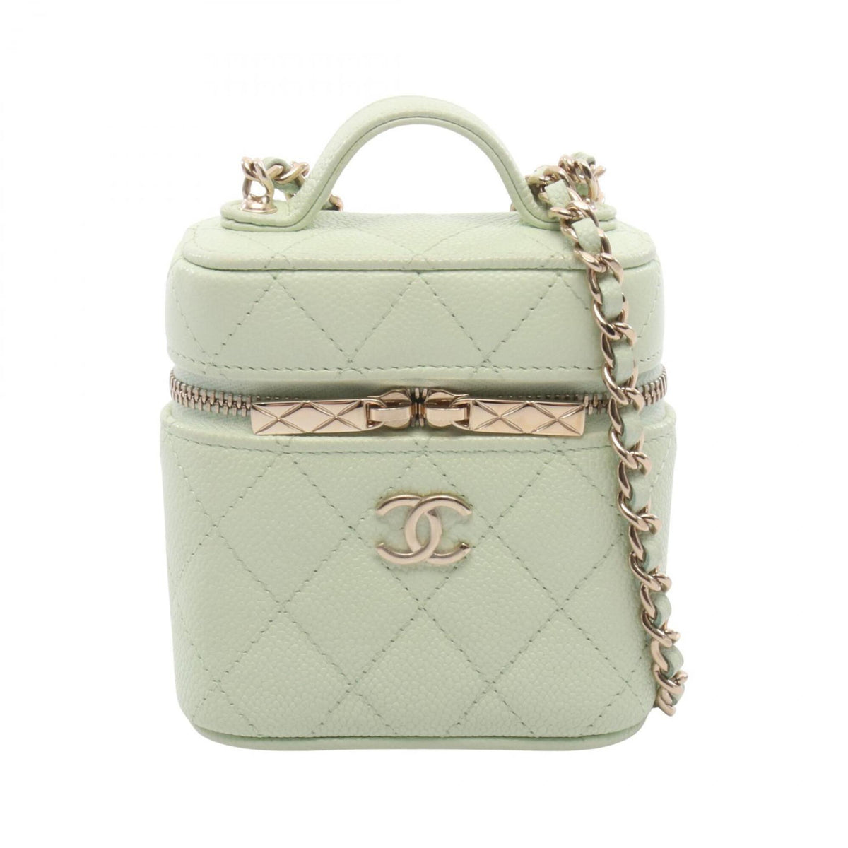 Chanel Green Grained Calfskin Handbag Shoulder Bag (Pre-Owned)