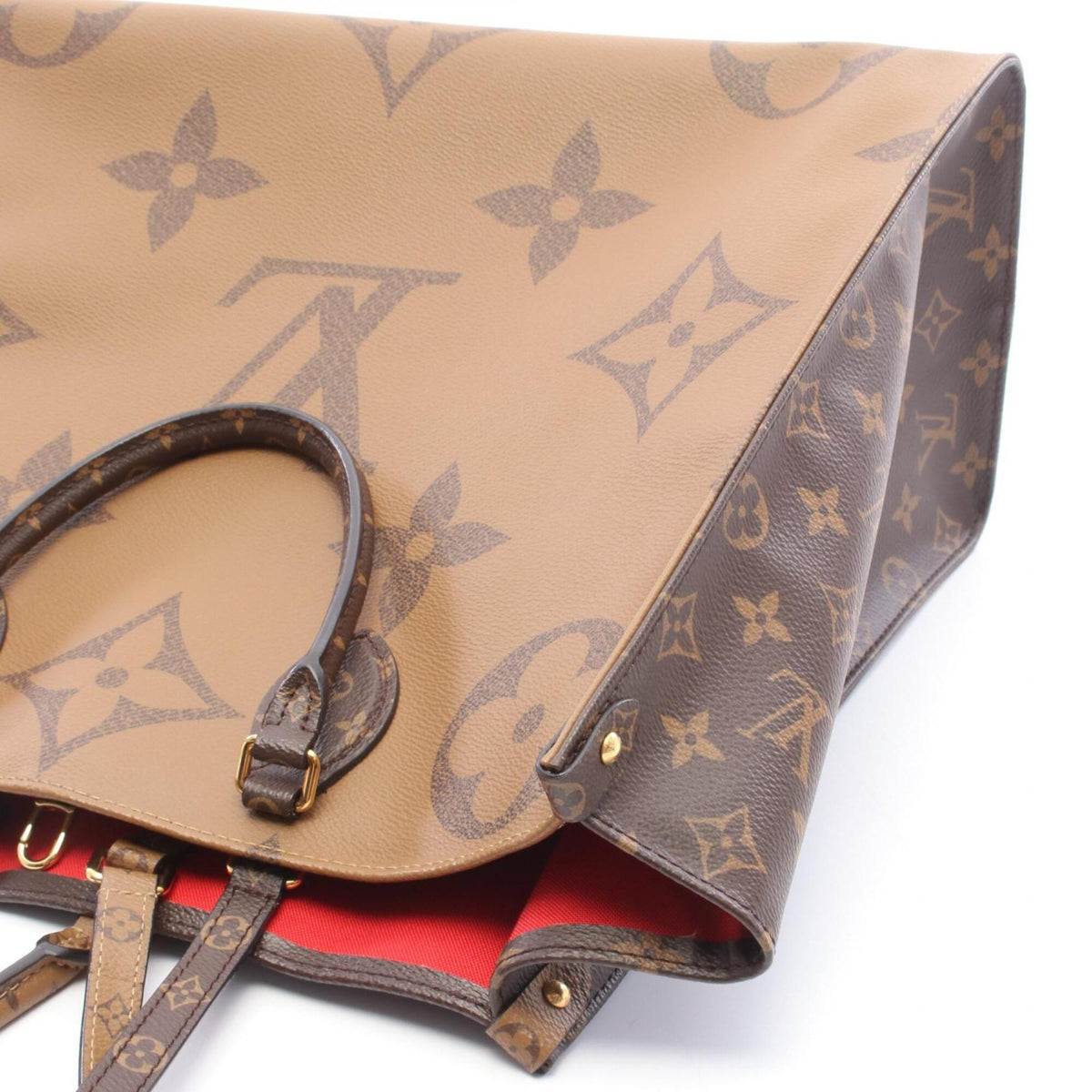 Louis Vuitton Beige Brown Monogram Coated Canvas Handbag Tote Bag (Pre-Owned)