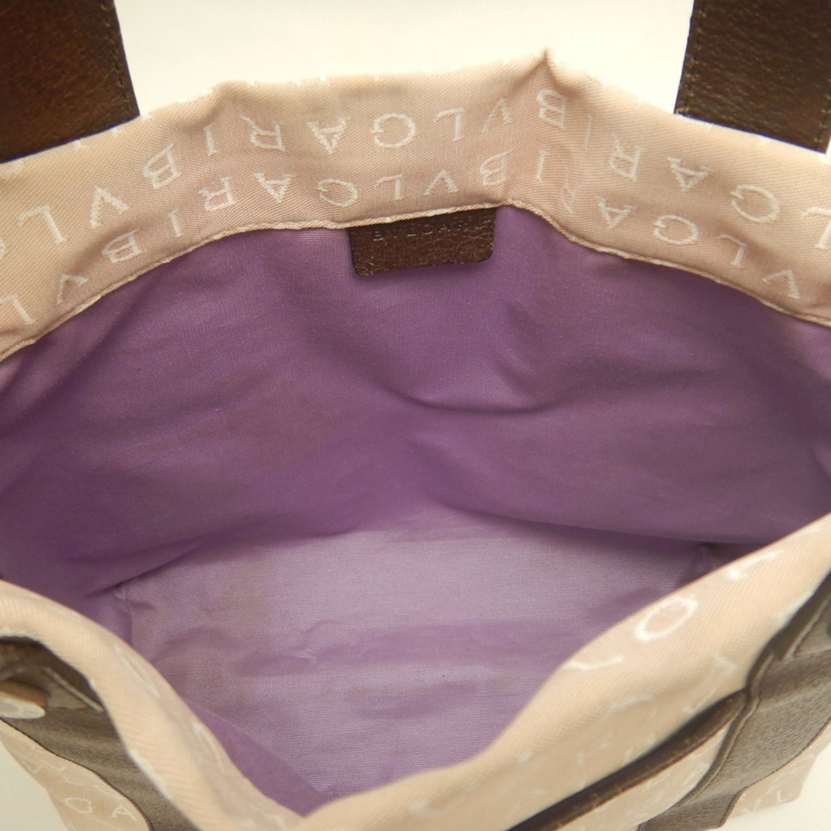 Bvlgari Logomania Beige Brown Canvas Leather Tote Bag (Pre-Owned)