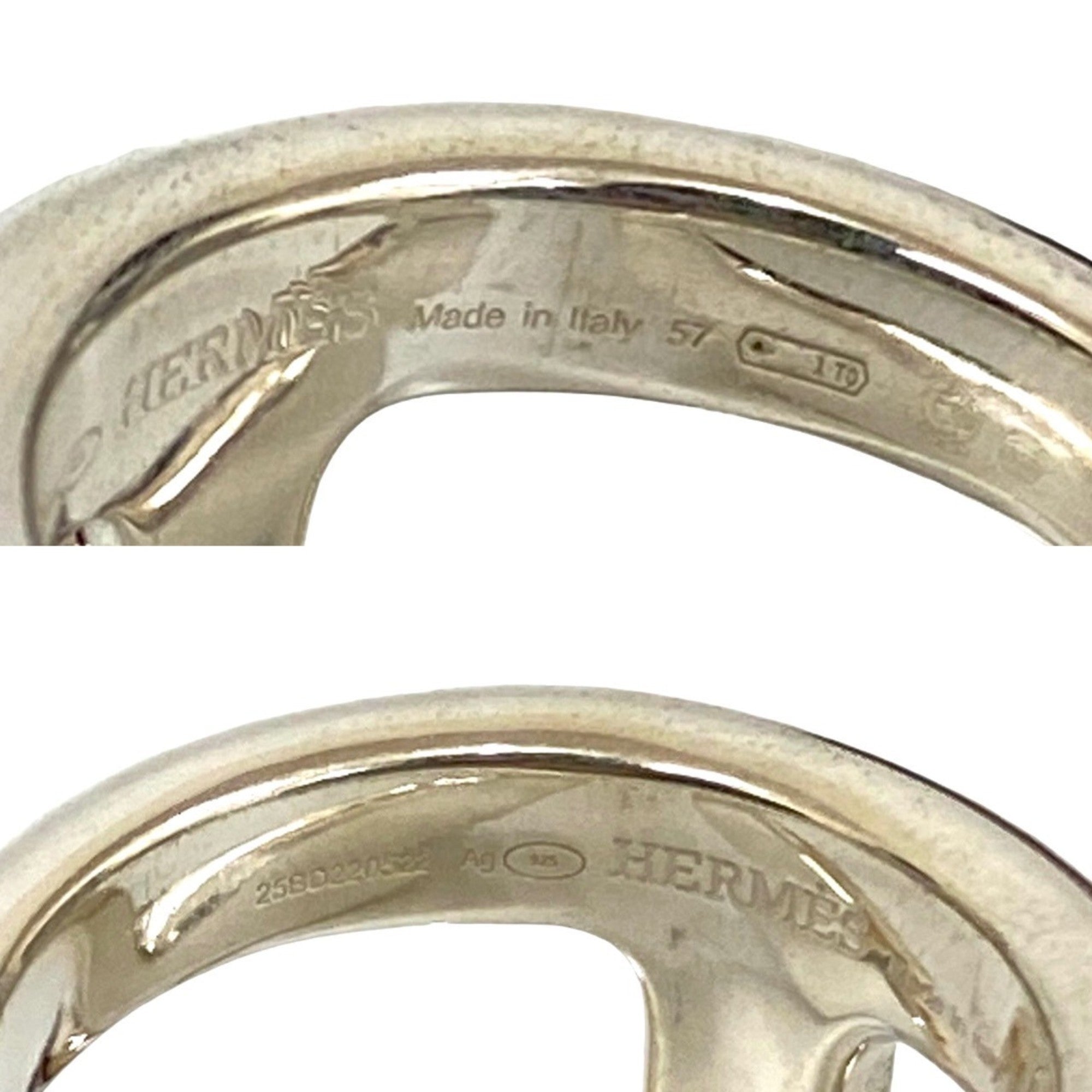 Hermes Silver Silver 925 Band Ring (Pre-Owned)