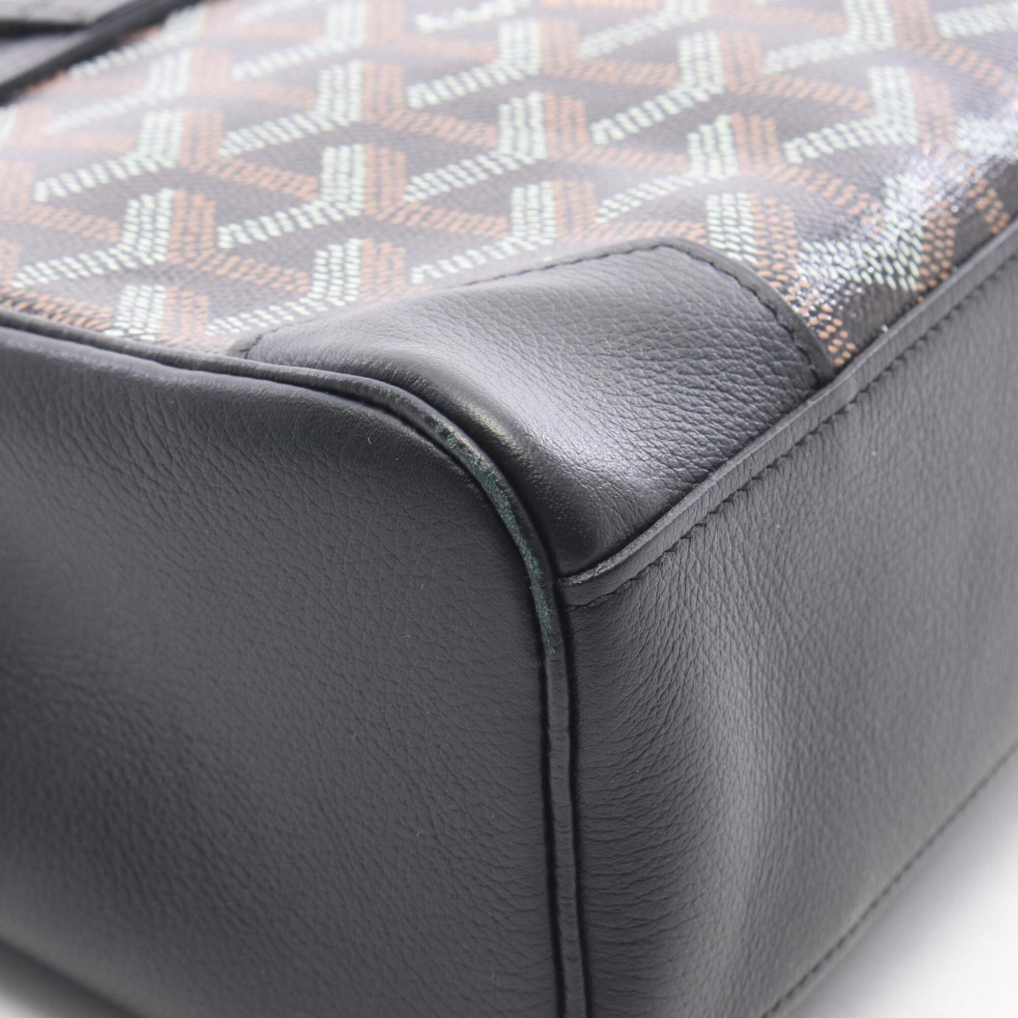 Goyard Black Brown White Coated Canvas Leather Handbag (Pre-Owned)