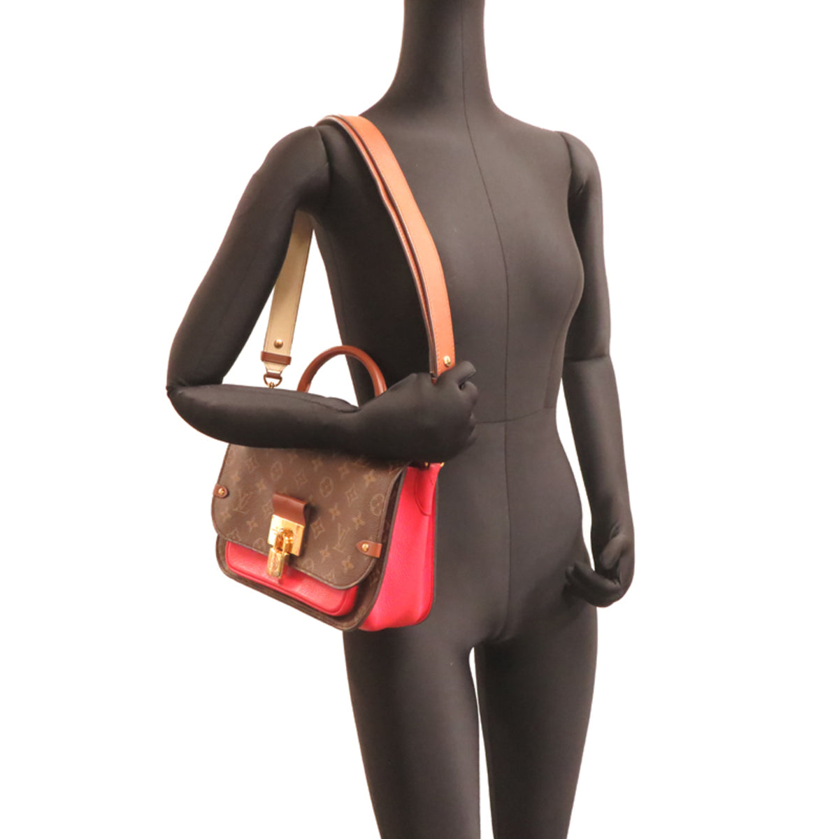 Louis Vuitton Brown Red Color Monogram Handbag (Pre-Owned)