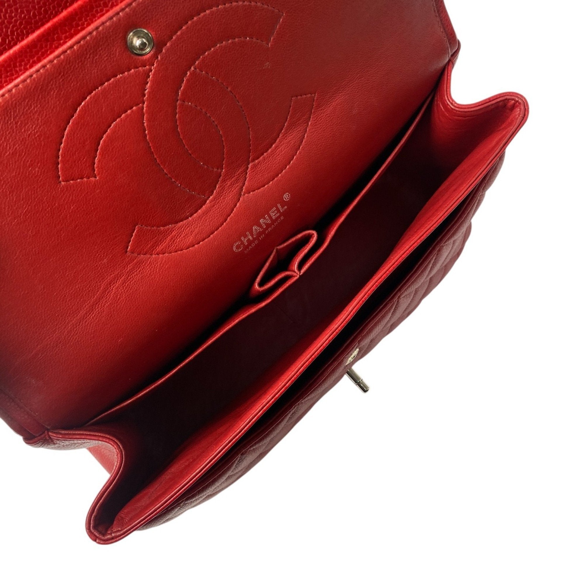 Chanel Matelasse Red Color Grained Calfskin Shoulder Bag (Pre-Owned)