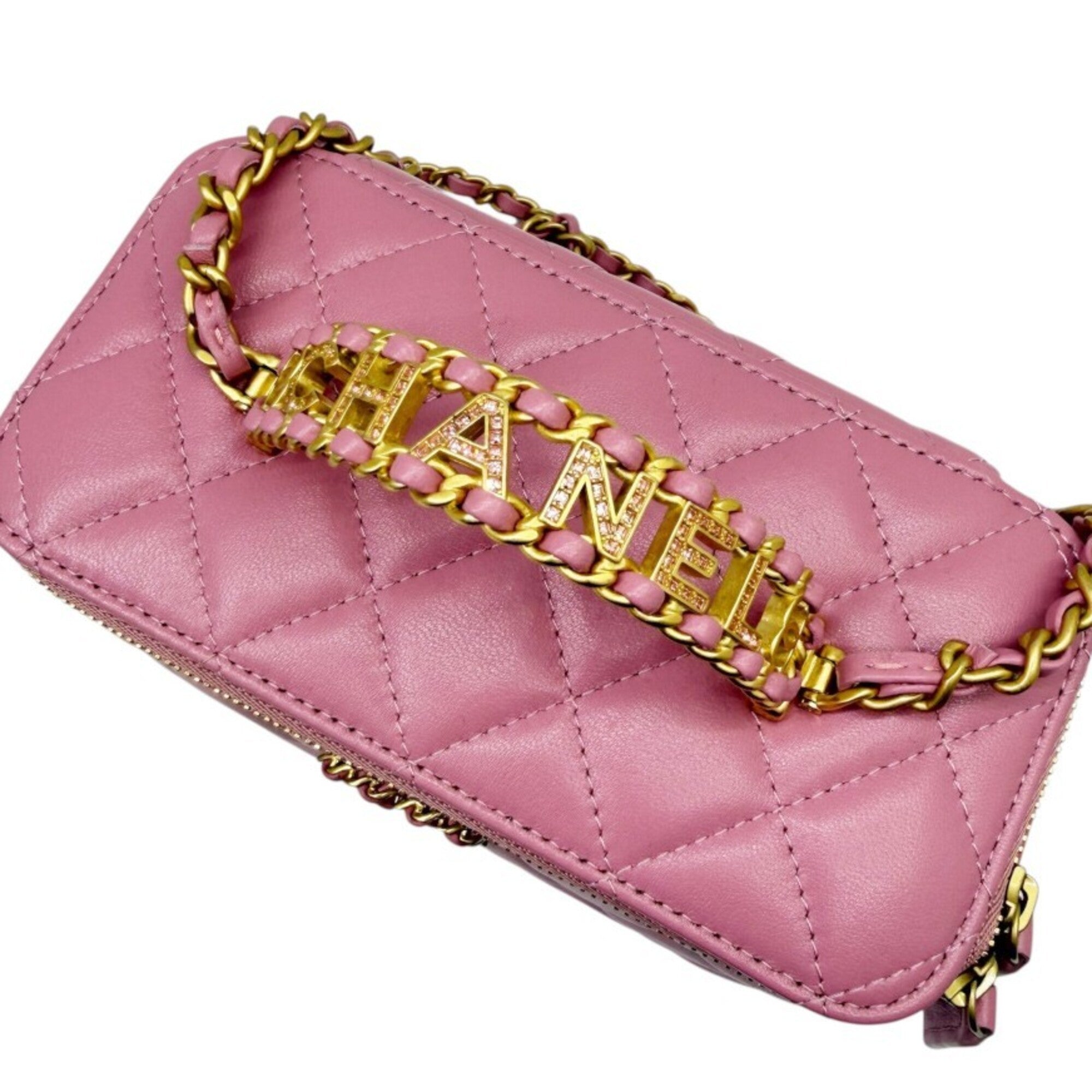 Chanel Pink Leather Handbag Shoulder Bag (Pre-Owned)