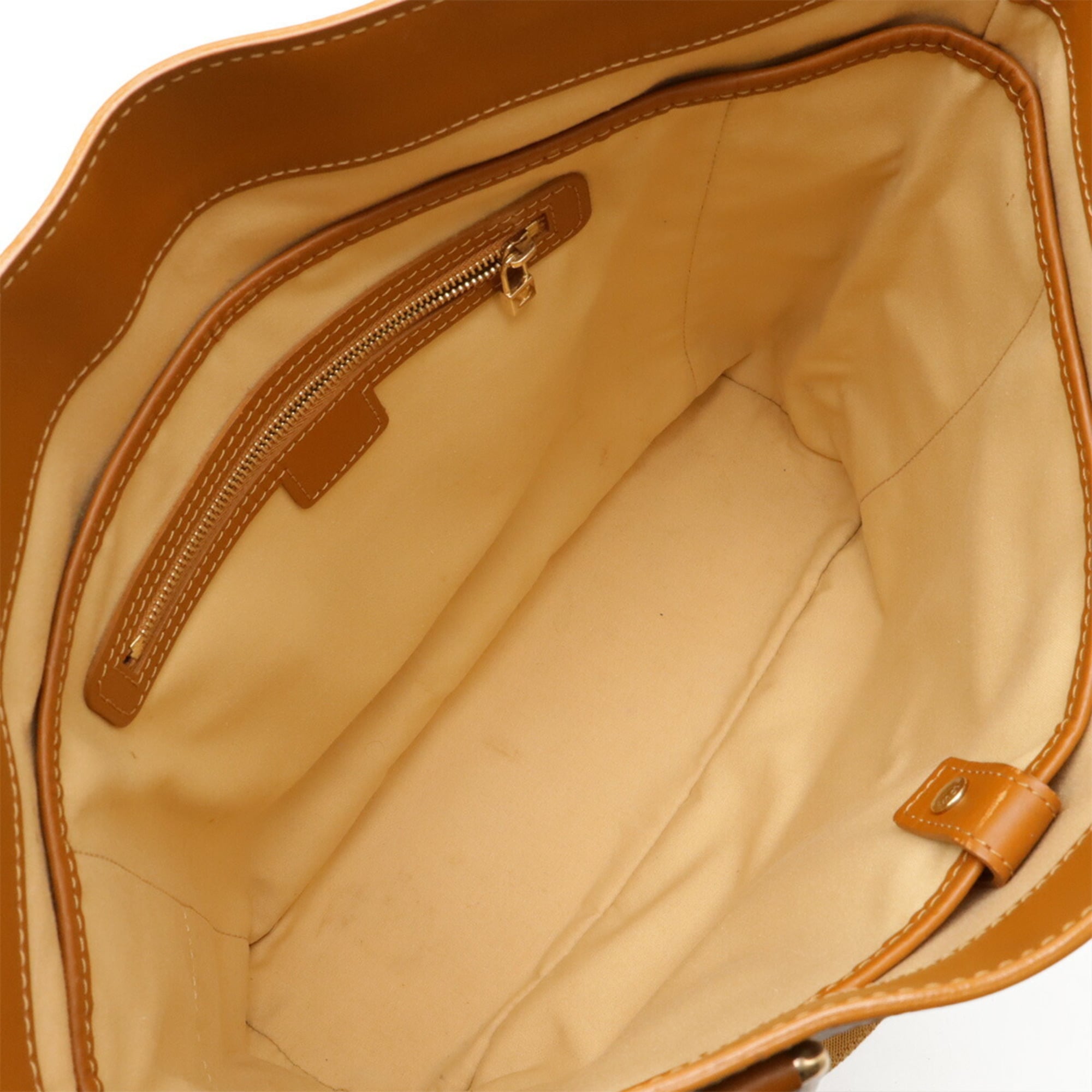 Louis Vuitton Beige Canvas Leather Shoulder Bag Tote Bag (Pre-Owned)