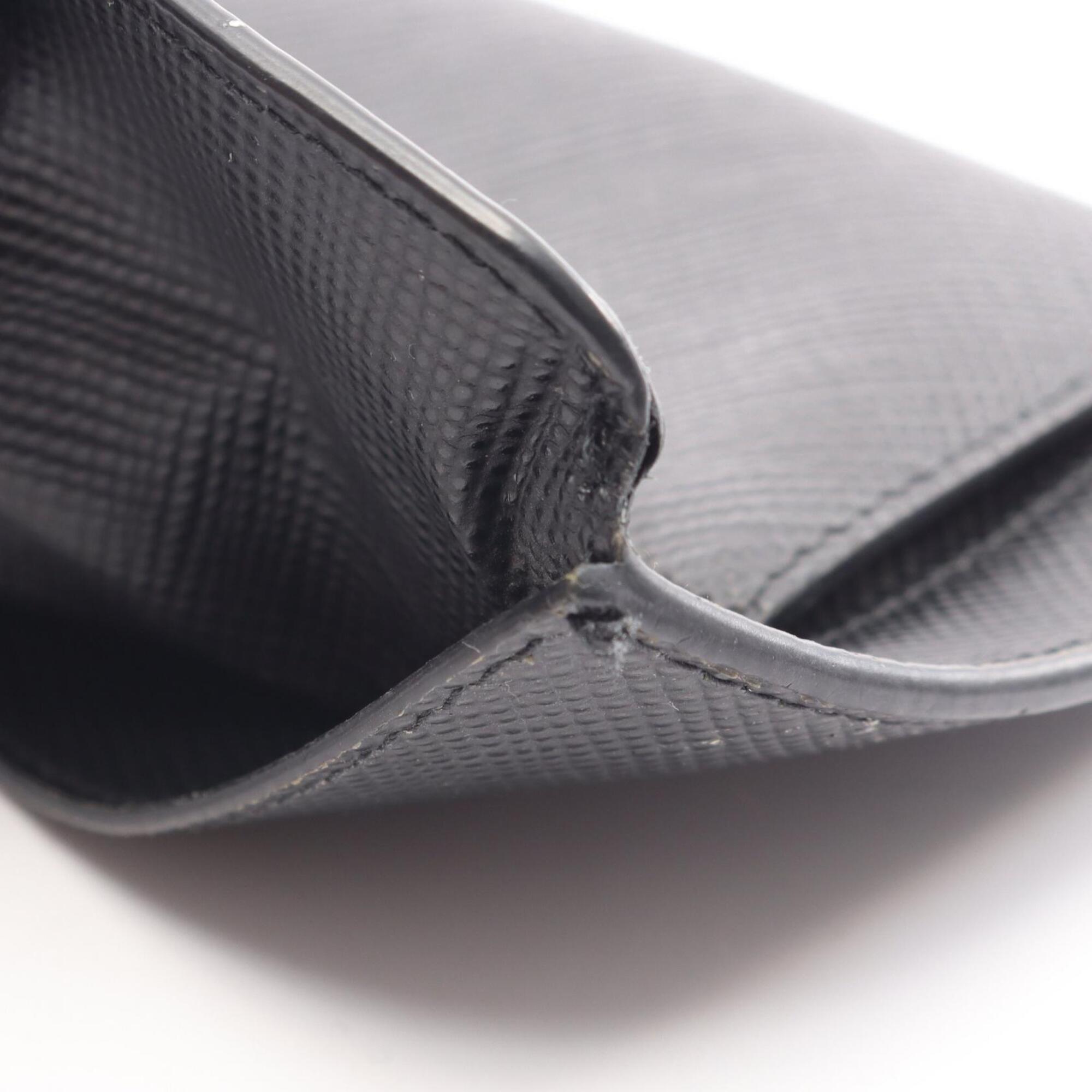 Prada Black Saffiano Triangle Long Wallet (Bi-Fold) (Pre-Owned)