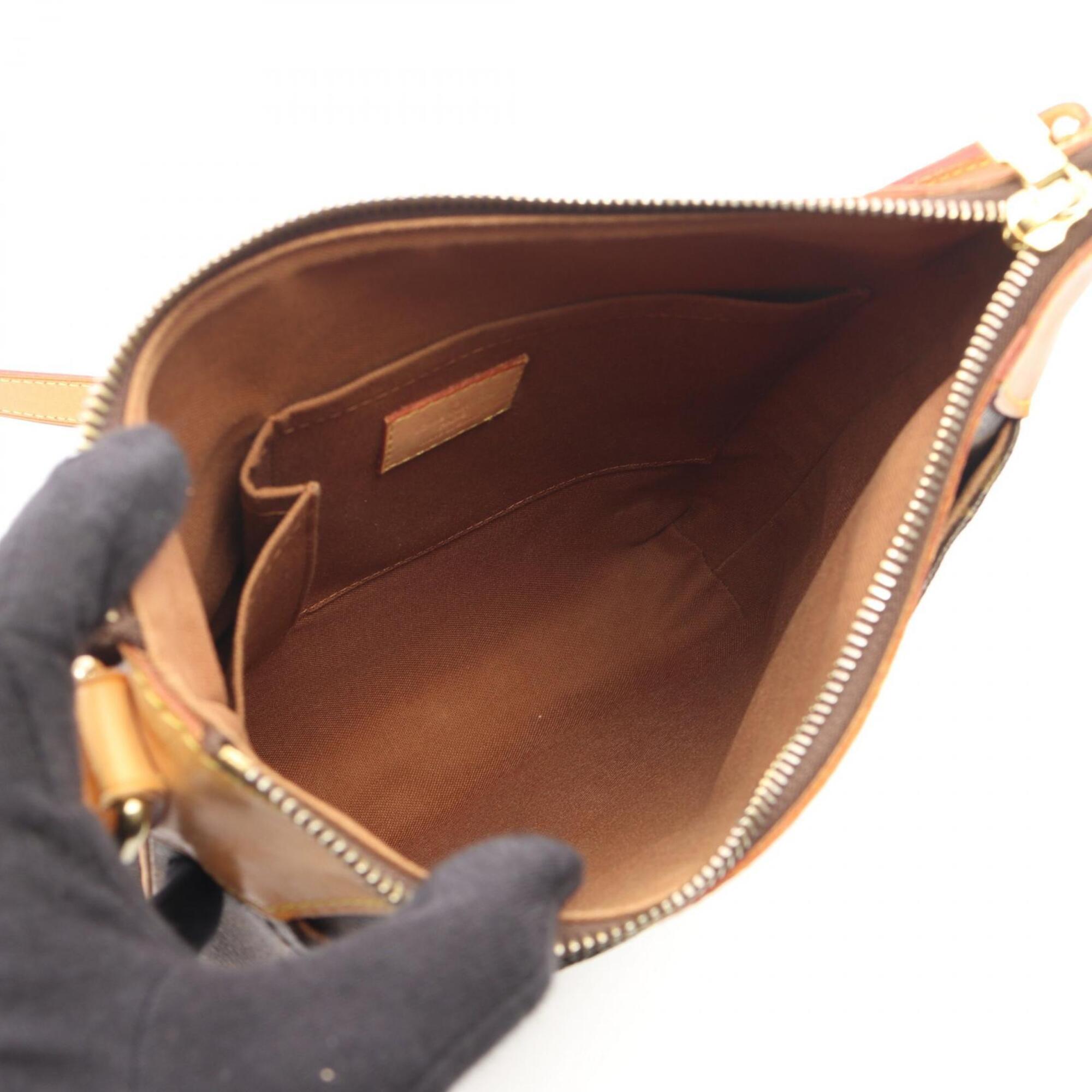 Louis Vuitton Brown Coated Canvas Leather Handbag Shoulder Bag (Pre-Owned)