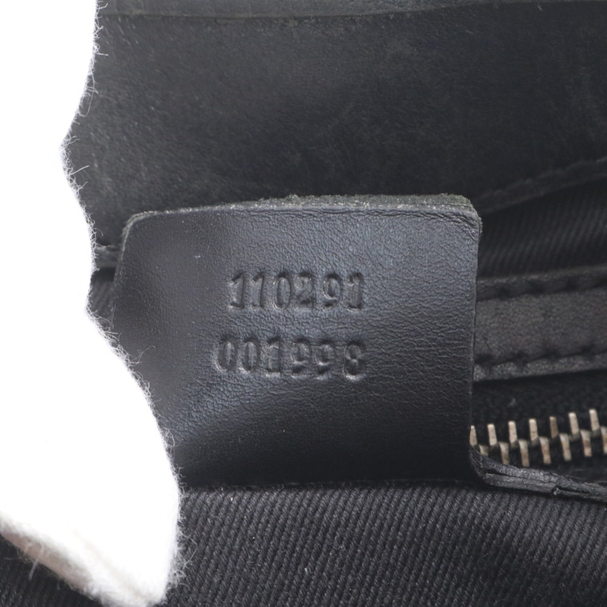 Gucci Black Leather Canvas Shoulder Bag Tote Bag (Pre-Owned)